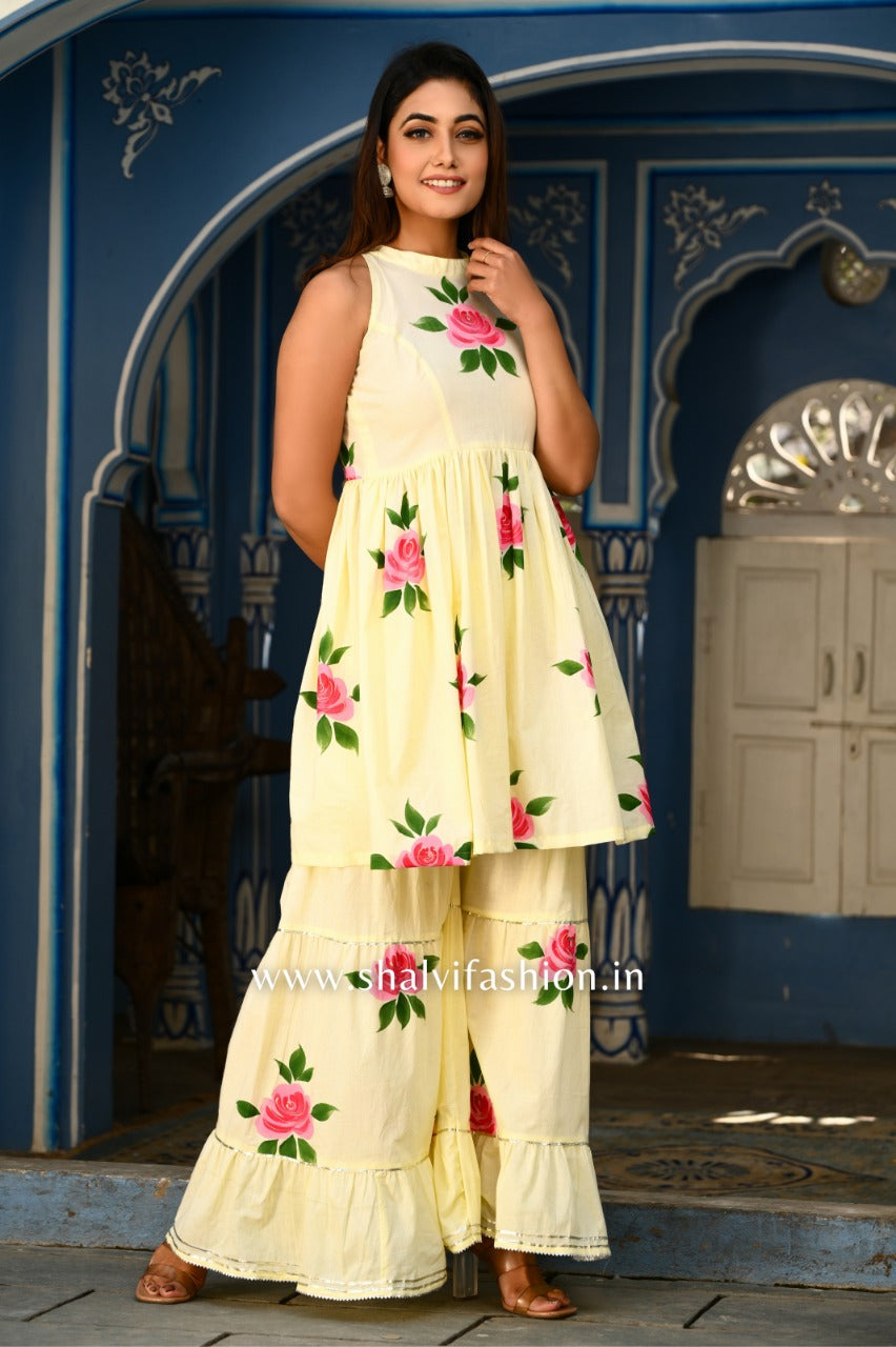 Shop hand painted sharara sets online (CSS38ORG)