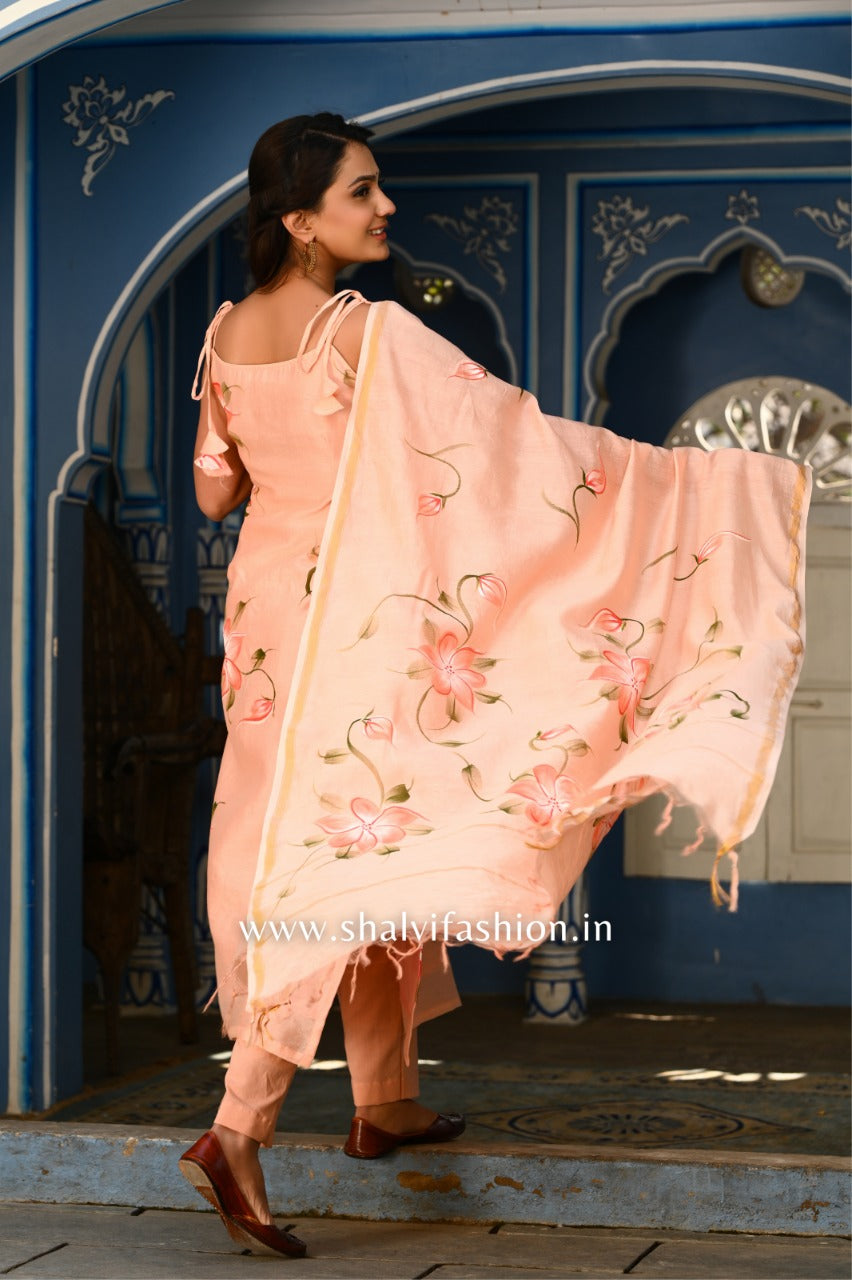 Shop stitched hand painted chanderi silk suit sets (CSS39)