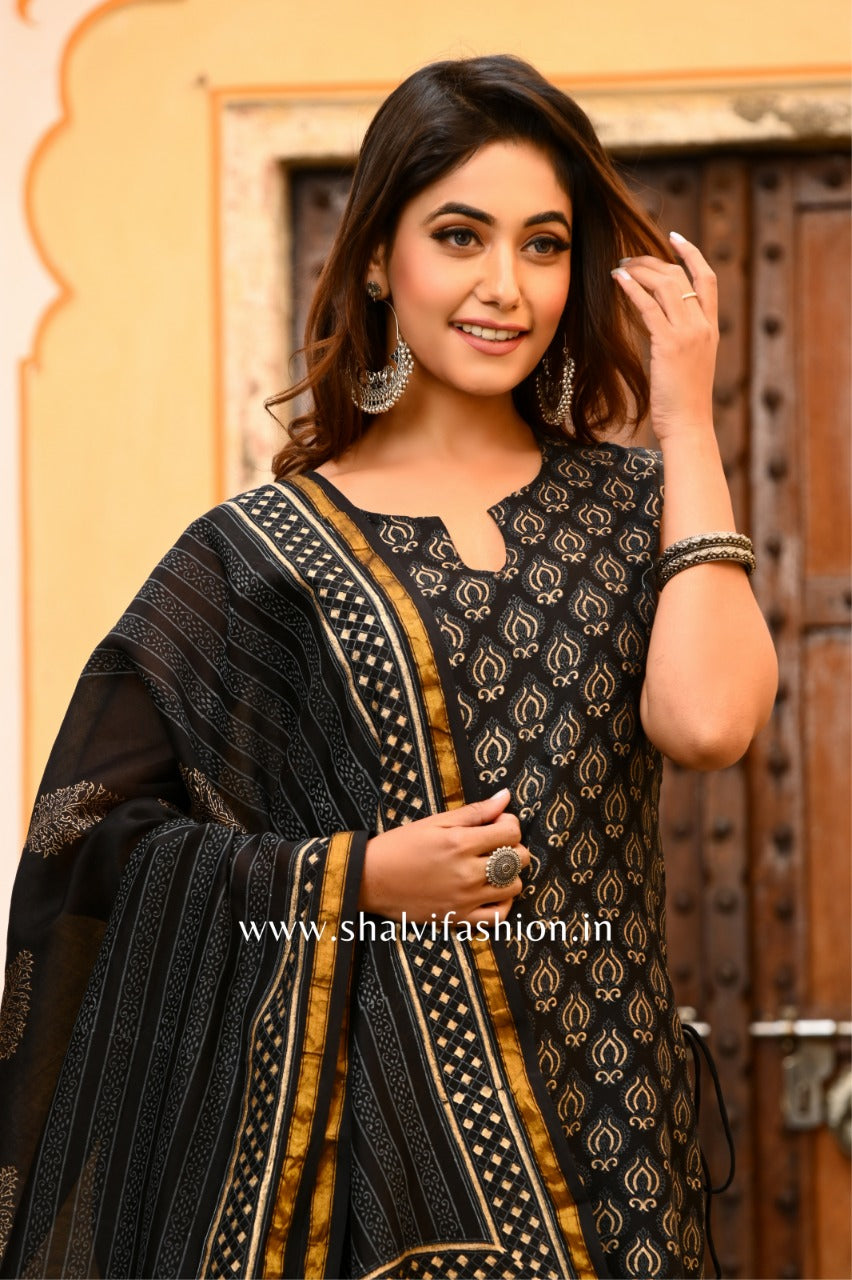 Shop jaipuri print chanderi silk suit sets online (CSS41)
