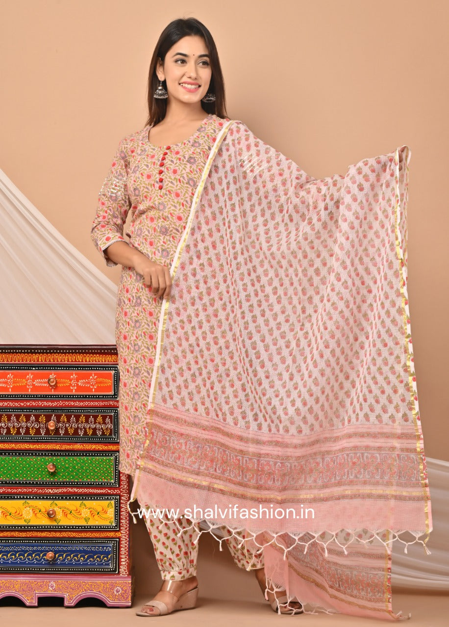 Shop block printed cotton suit sets in jaipur (CSS48KD)