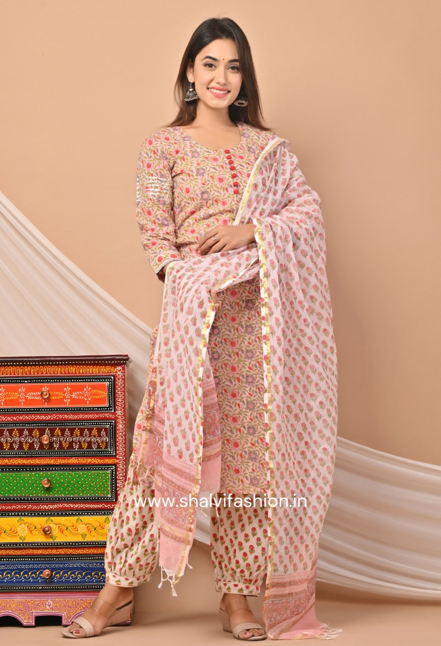 Shop block printed cotton suit sets in jaipur (CSS48KD)