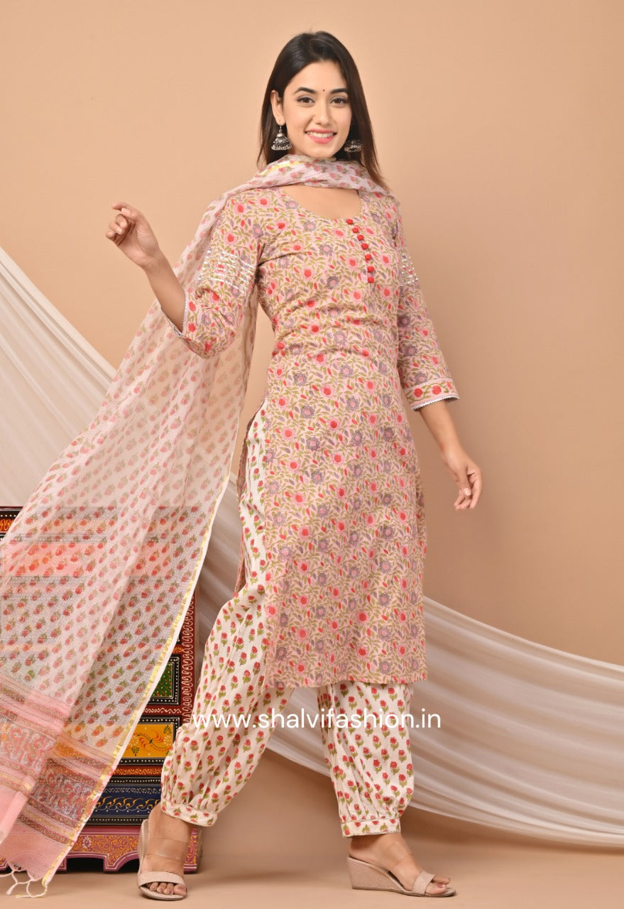 Shop block printed cotton suit sets in jaipur (CSS48KD)