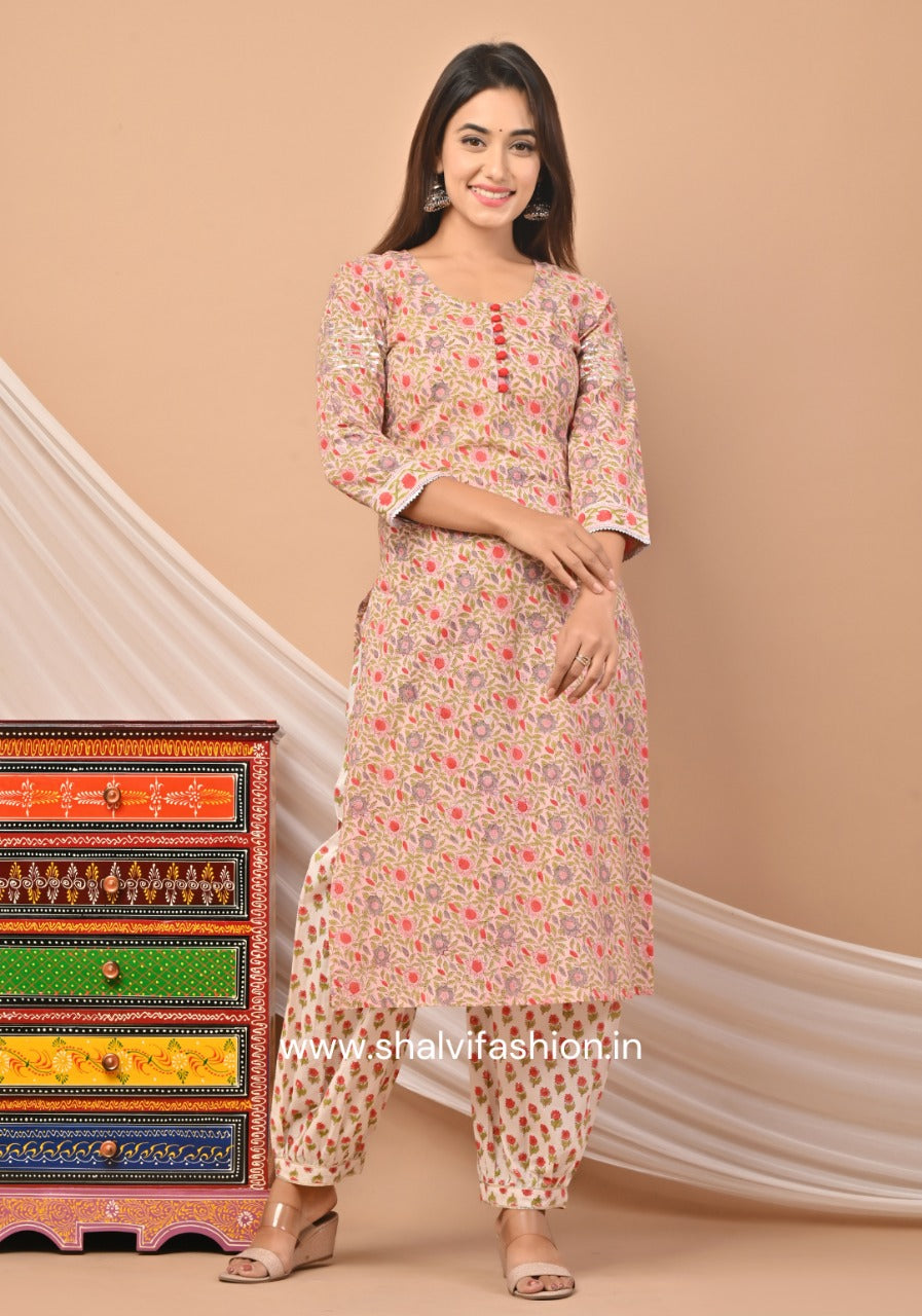 Shop block printed cotton suit sets in jaipur (CSS48KD)