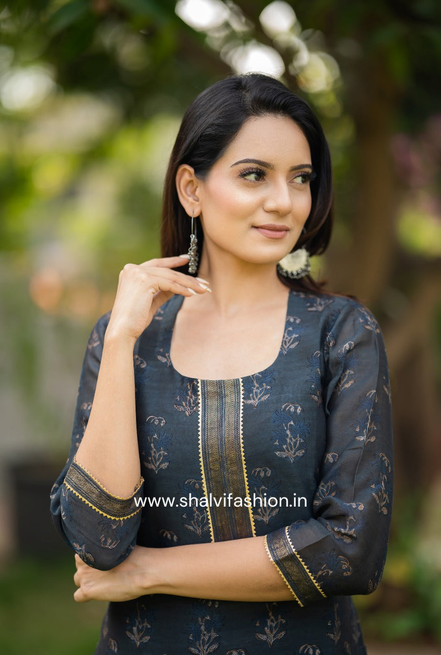 Shop hand block print maheshwari silk suits sets (CSS61)