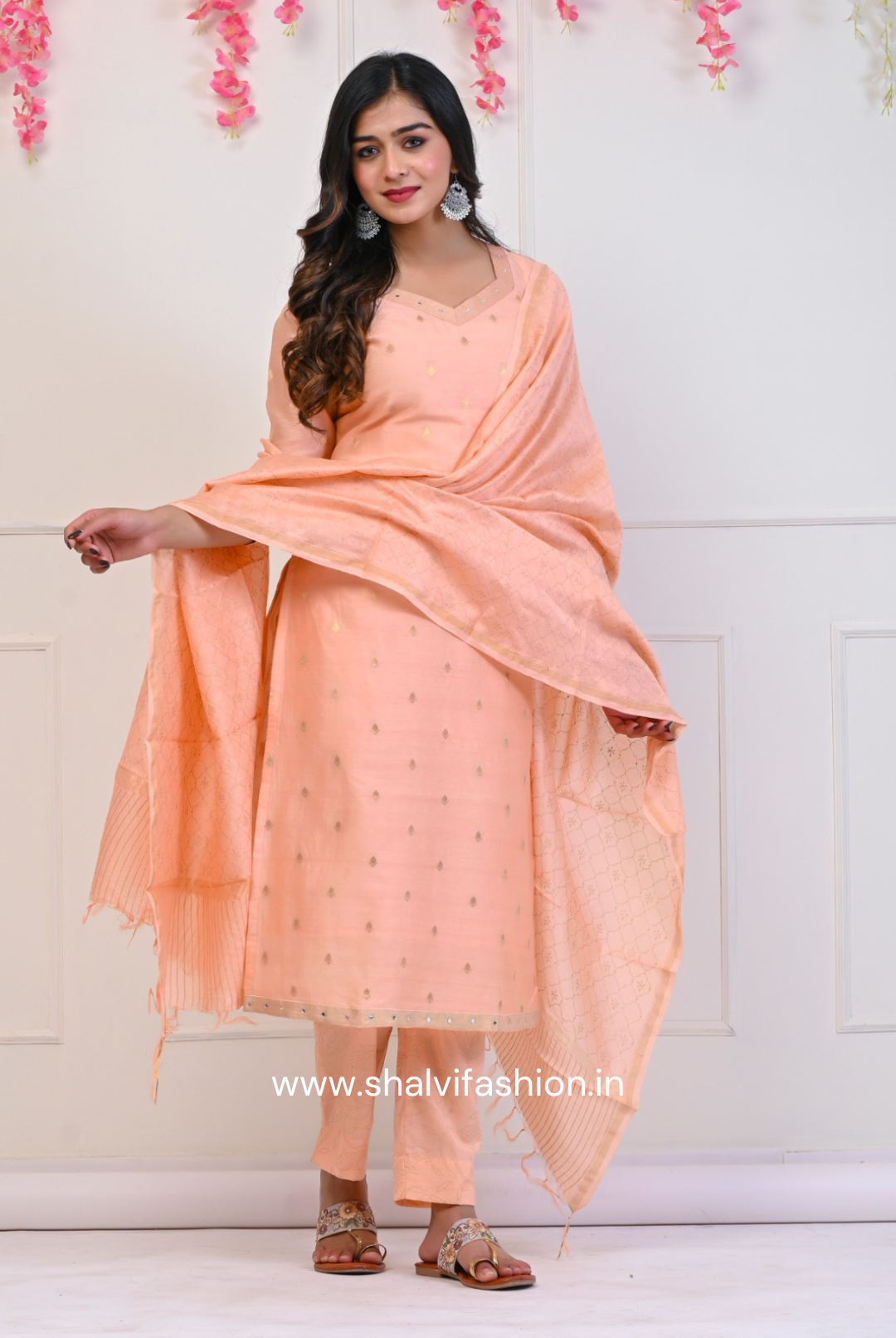 Shop hand block print chanderi silk suits online shopping (CSS65)