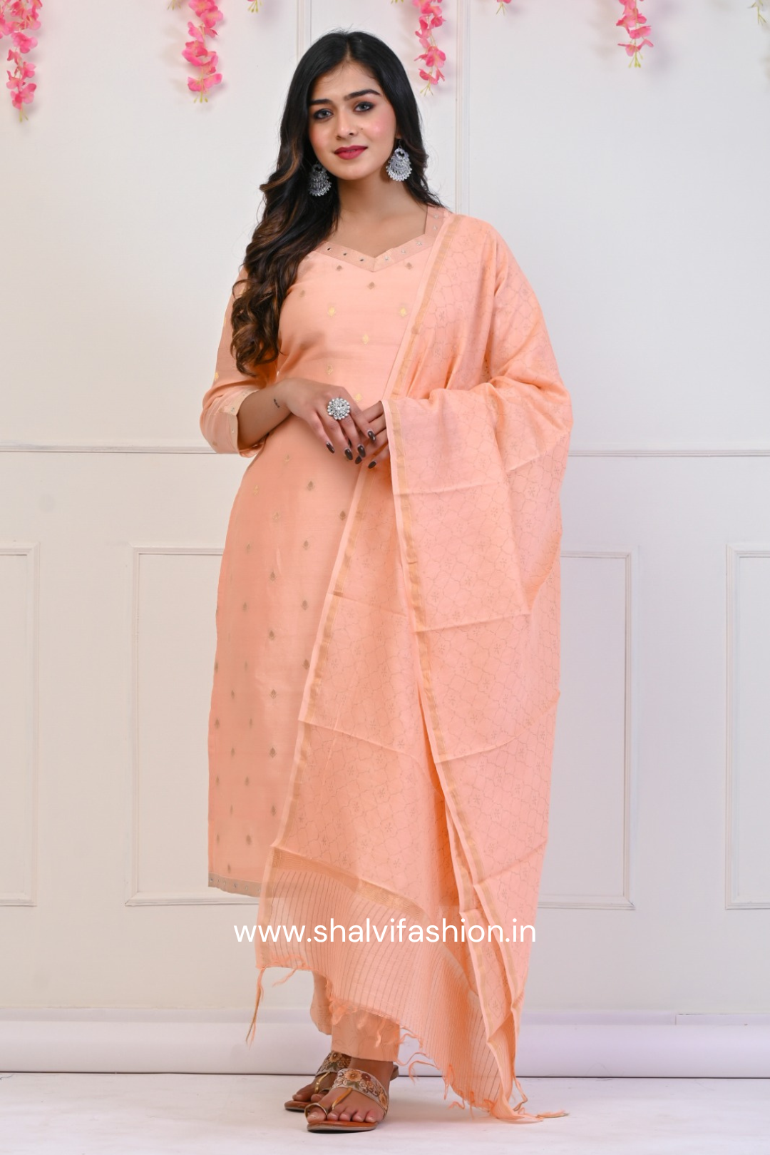 Shop hand block print chanderi silk suits online shopping (CSS65)