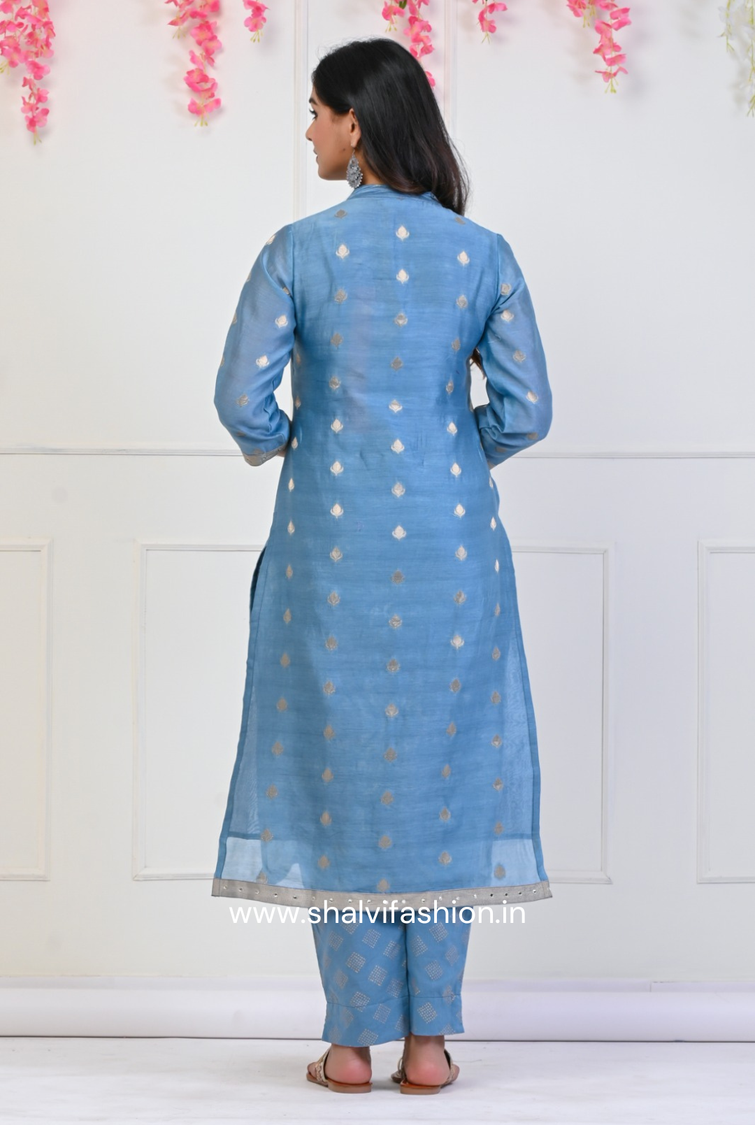 Shop chanderi jacquard suit set with chaderi silk dupatta online (CSS66)