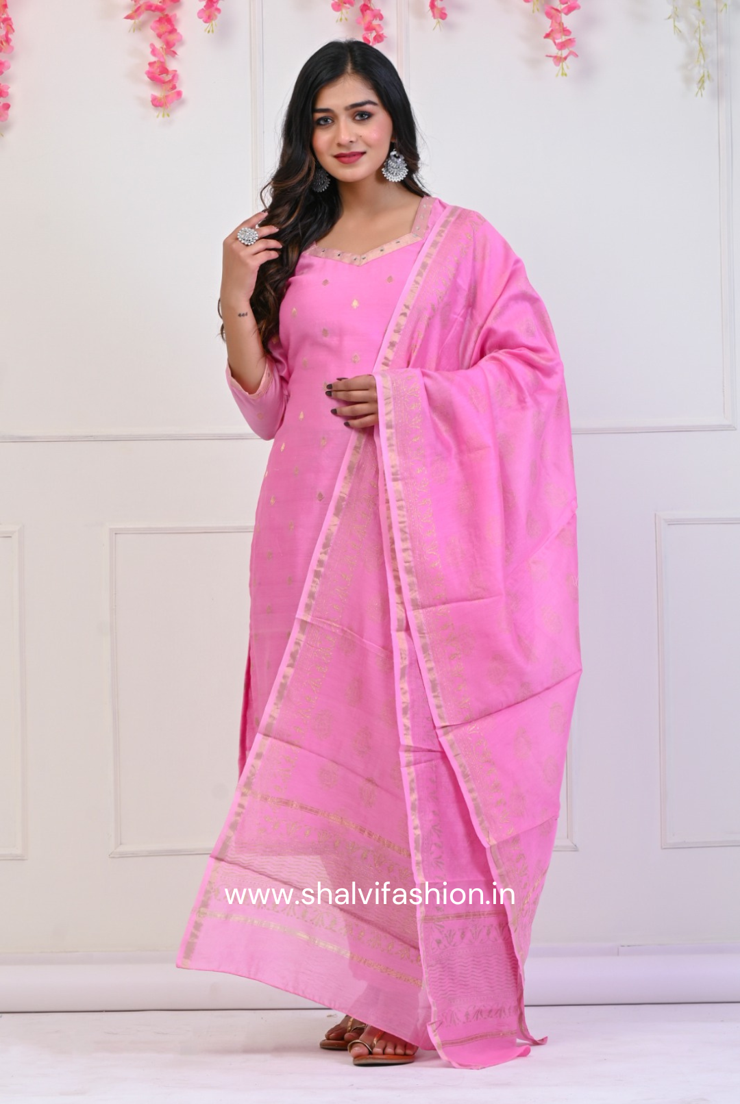 Shop block print chanderi jacquard suits online shopping (CSS67)