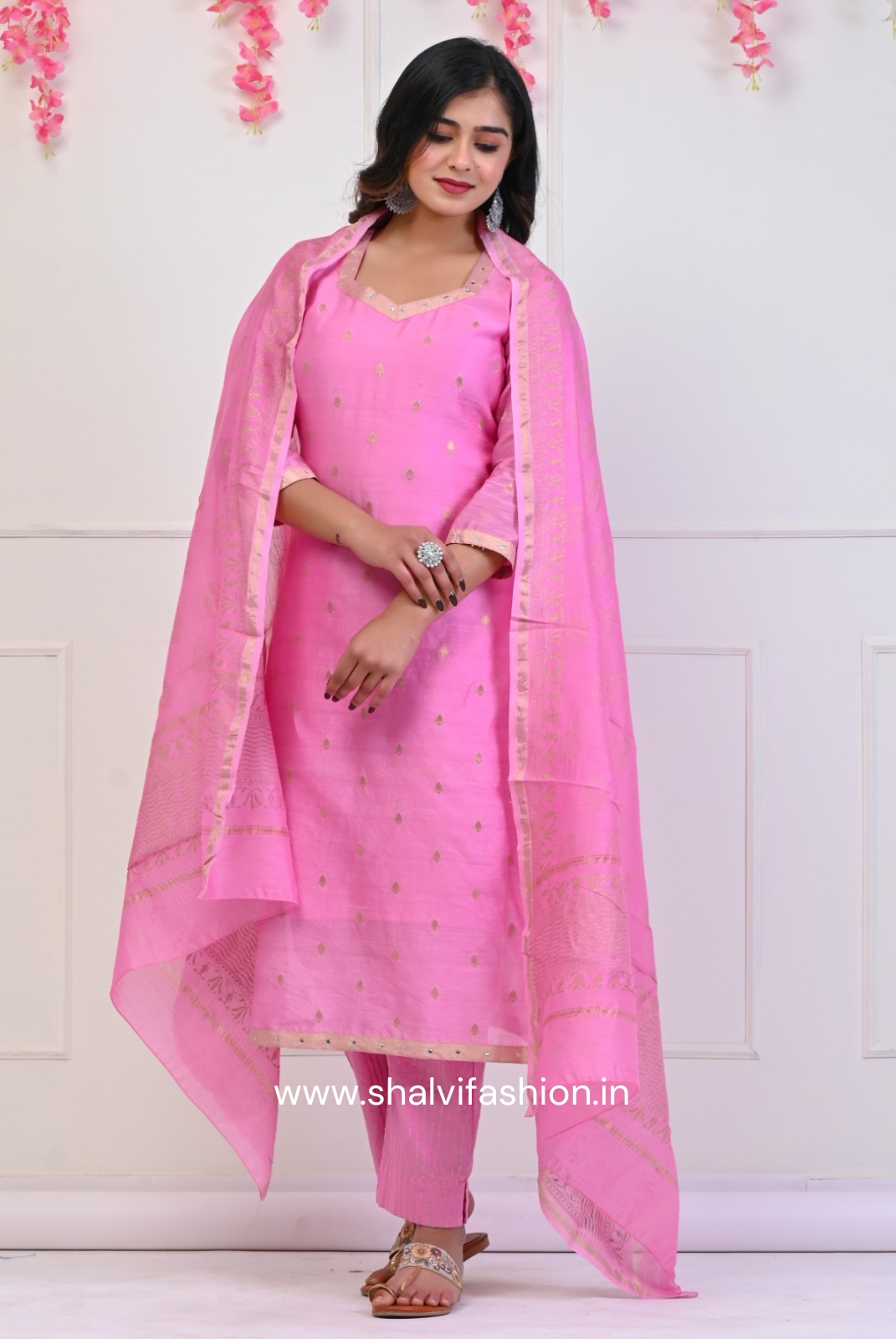 Shop block print chanderi jacquard suits online shopping (CSS67)