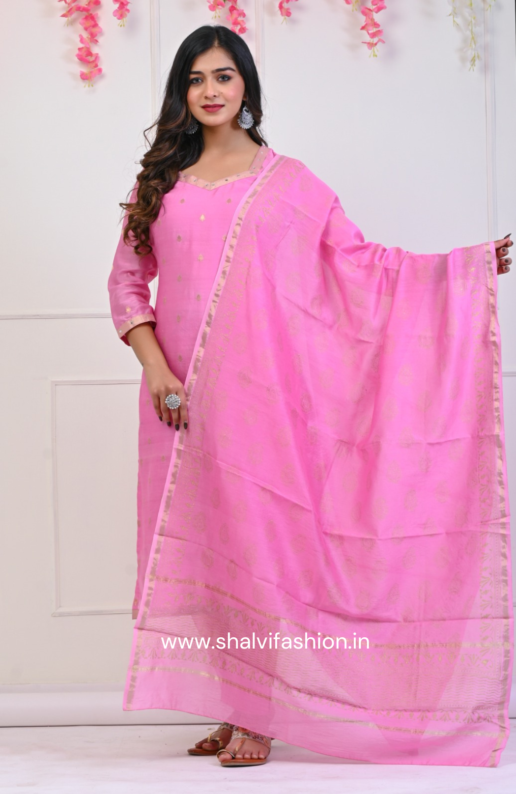 Shop block print chanderi jacquard suits online shopping (CSS67)