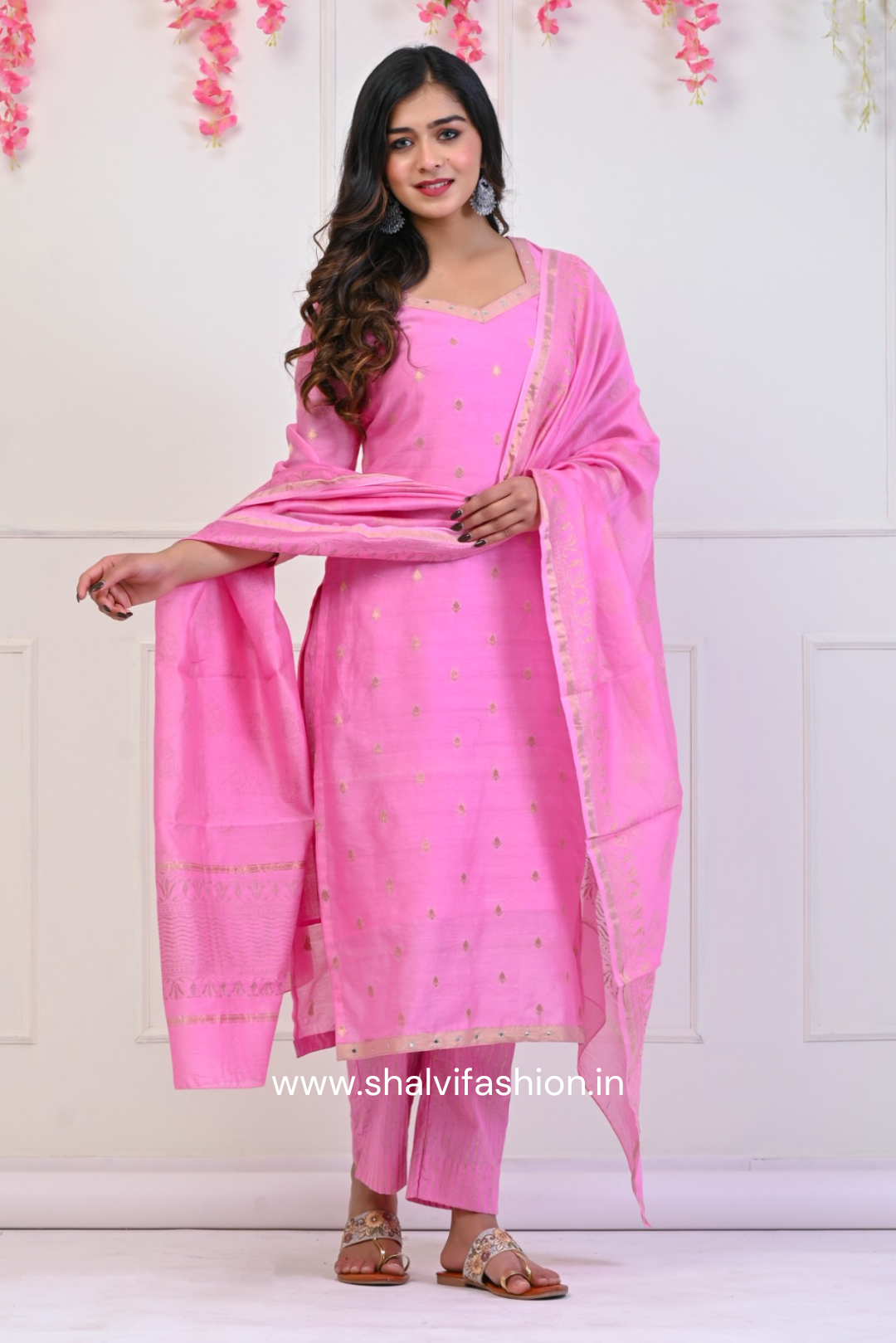 Shop block print chanderi jacquard suits online shopping (CSS67)