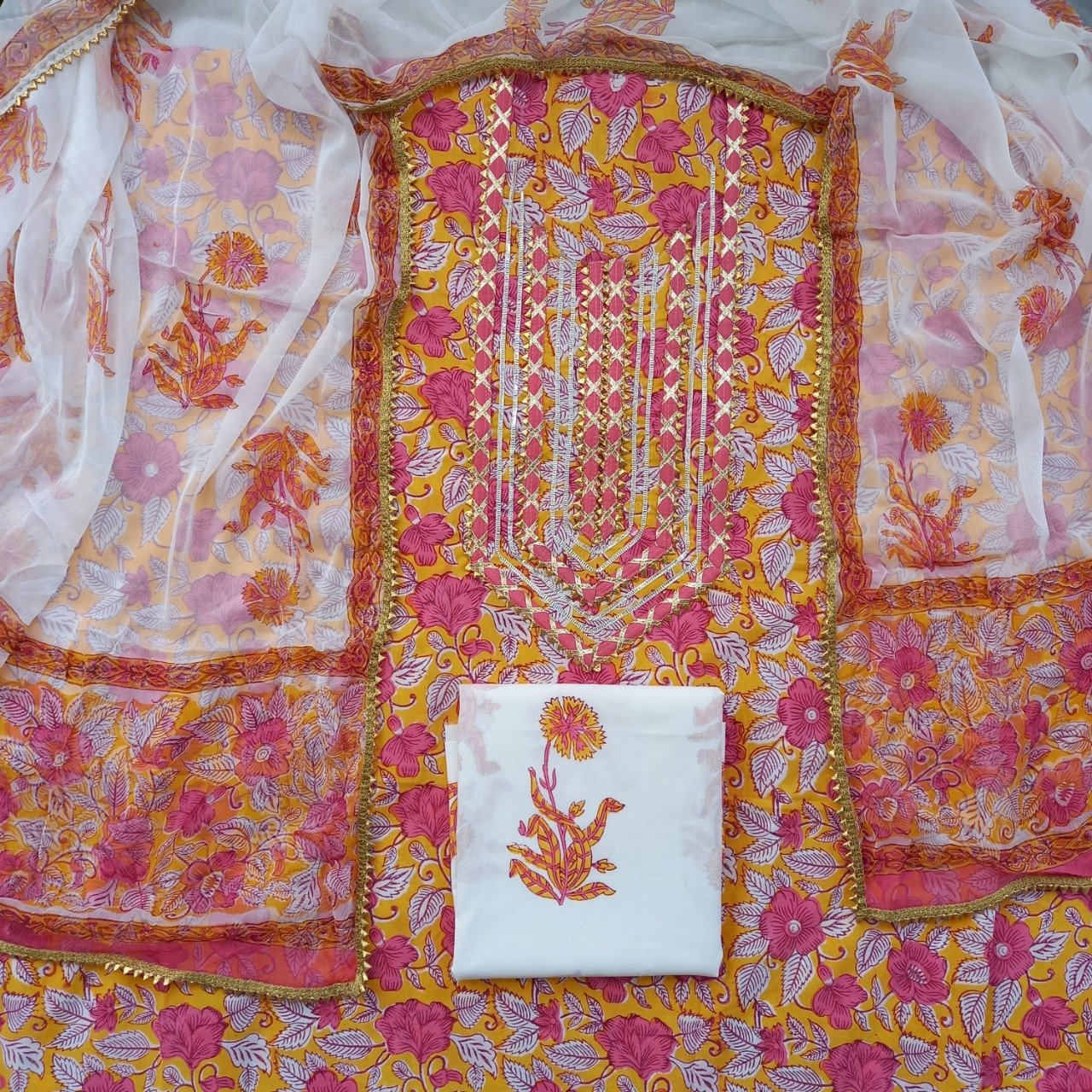 Shop Unstitched Gota Work Suits with Chiffon Dupatta (GOTA08)