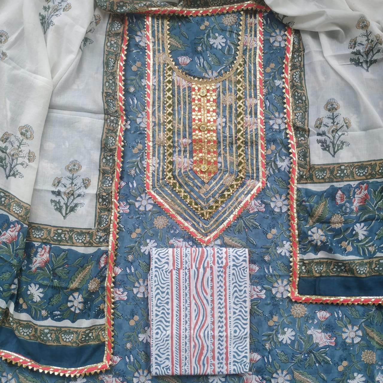 Shop Unstitched Gota Work Suits with Malmal Dupatta (GOTA12)