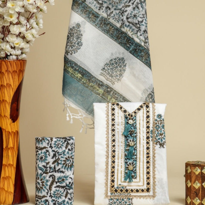 Shop Unstitched Gota Work Suits with Kota Doria Dupatta (GOTA14)