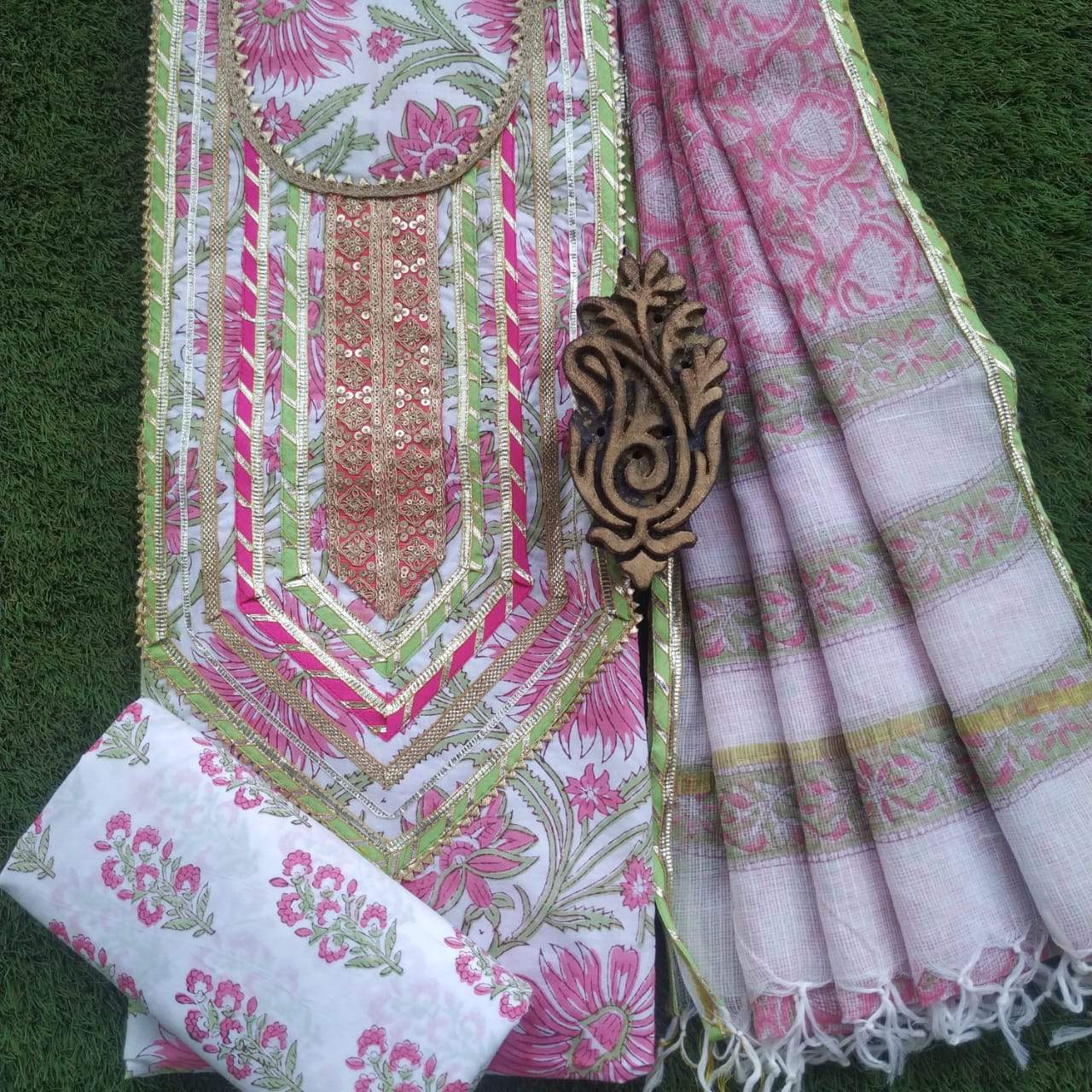 Shop Unstitched Gota Collection with Classy Kota Doria Dupatta (GOTA147)