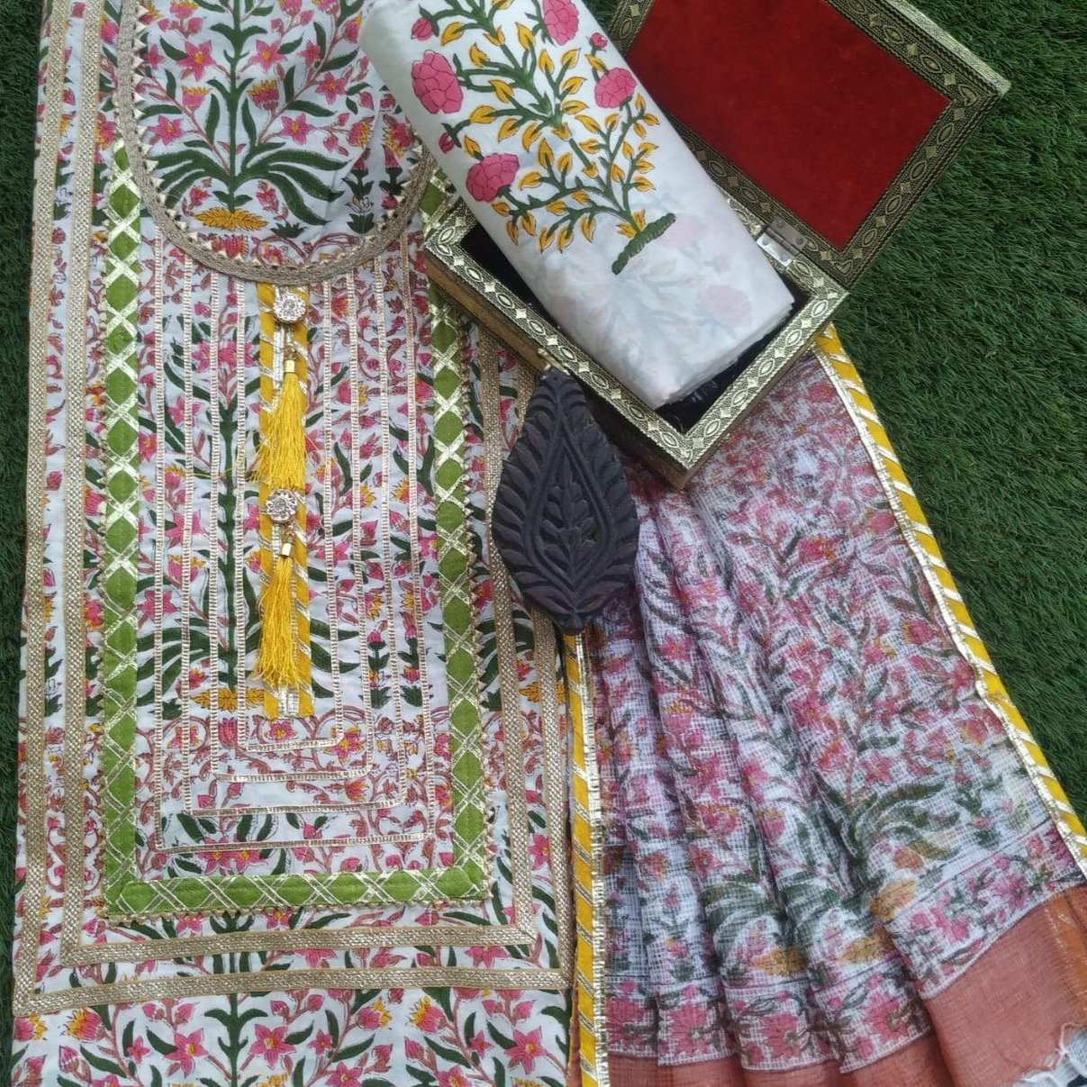 Shop Unstitched Gota Work Collection with Classy Kota Doria Dupatta (GOTA149)