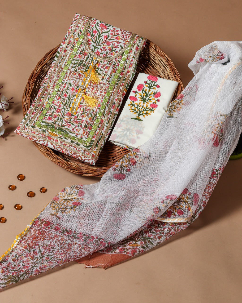 Shop Unstitched Gota Work Collection with Classy Kota Doria Dupatta (GOTA149)