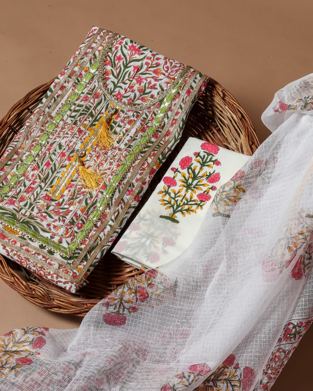 Shop Unstitched Gota Work Collection with Classy Kota Doria Dupatta (GOTA149)