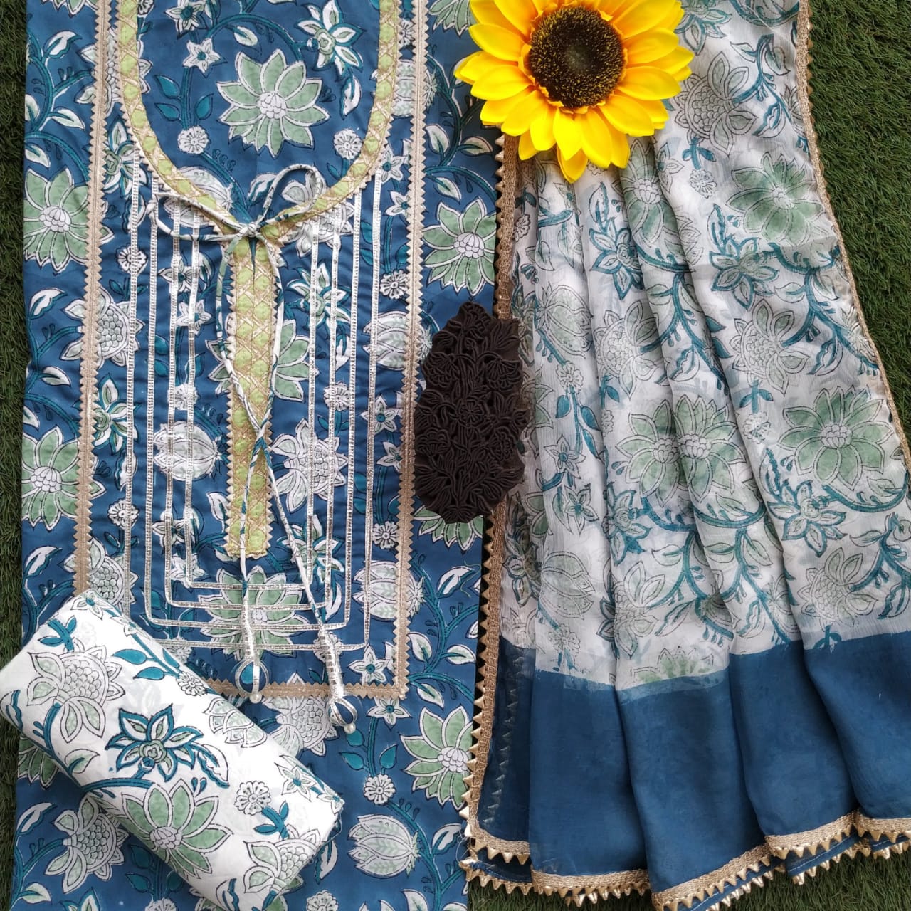 Shop Unstitched Gota Work Suits with Classy Chiffon Dupatta (GOTA175)