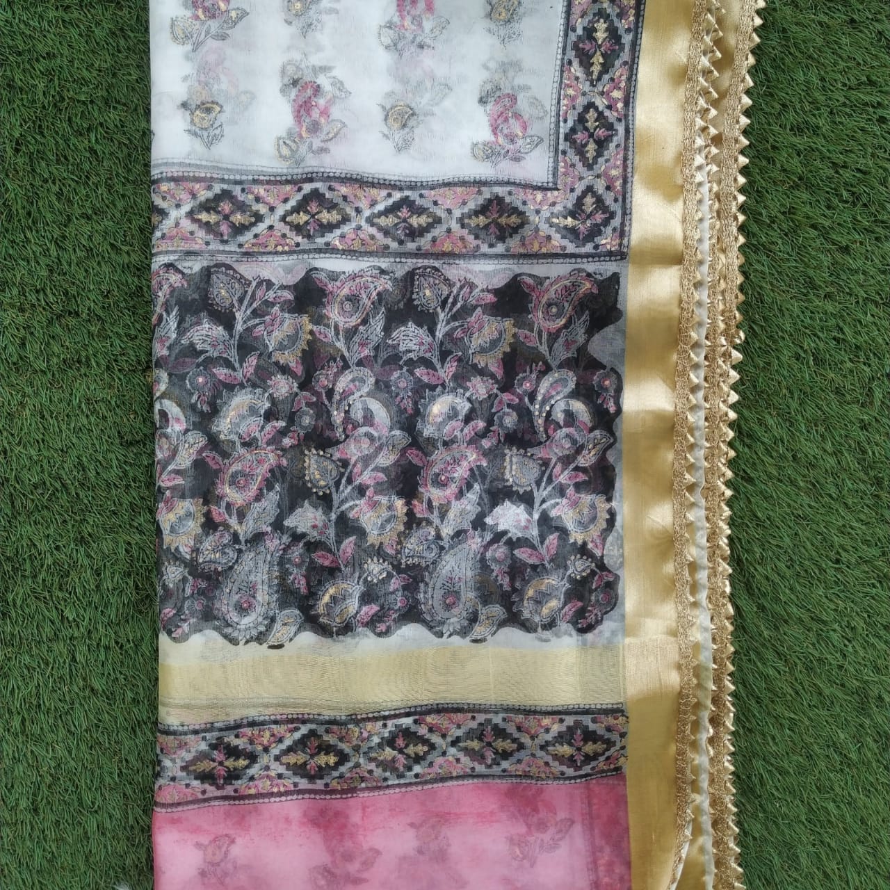 Shop Unstitched Gota Work Suit with Premium Organza Dupatta (GOTA182)