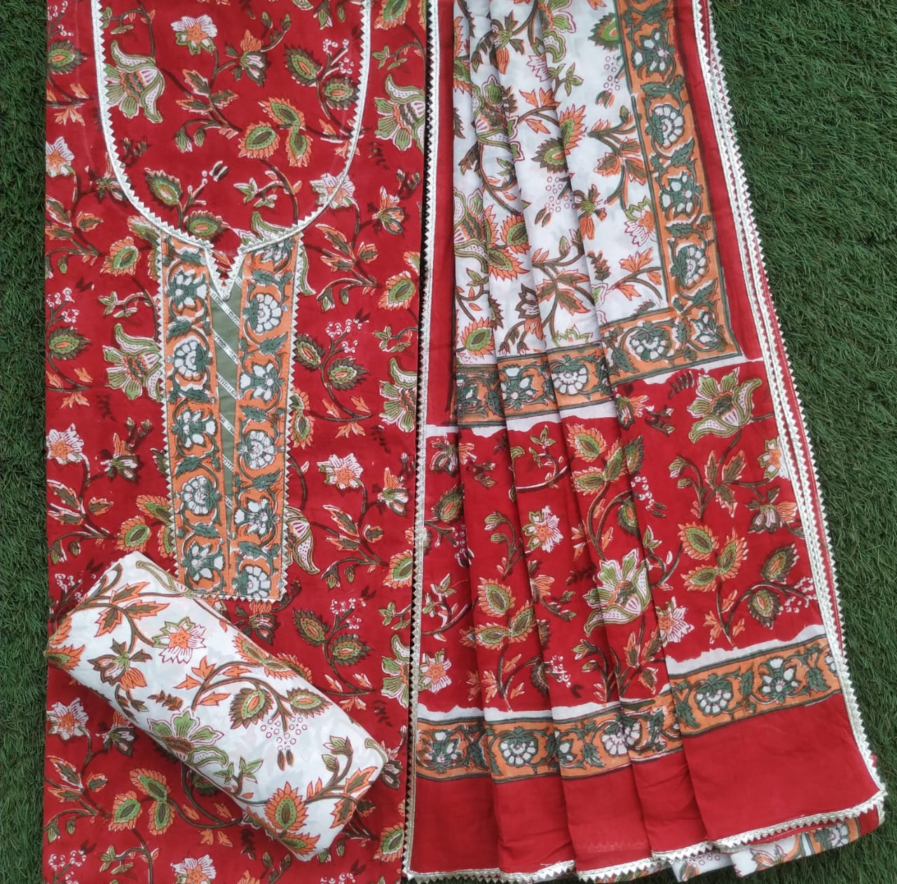 Shop Unstitched Gota Work Collection with Classy Mulmul Dupatta (GOTA197)