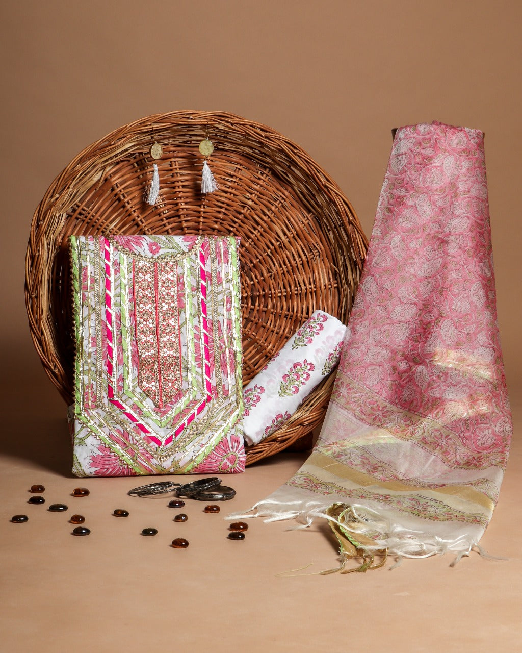 shop Gota Work Suits with Premium Organza Dupatta