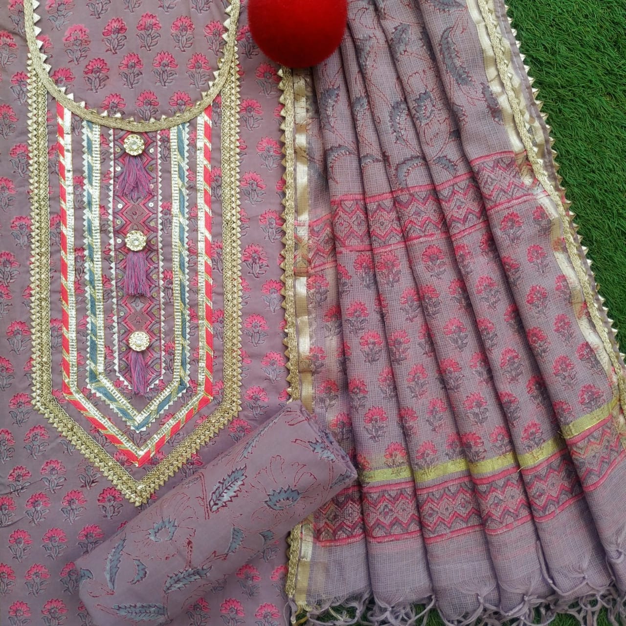 shop gota work suits with kota doria dupatta (GOTA252)