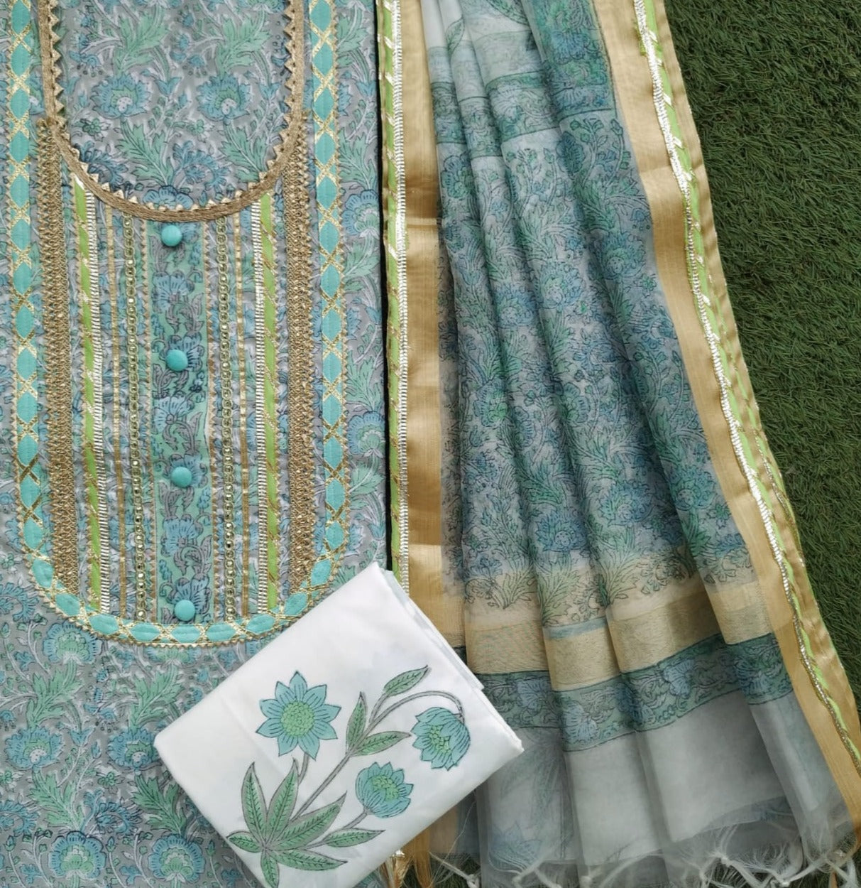 Shop gota work suit with organza dupatta (GOTA270)