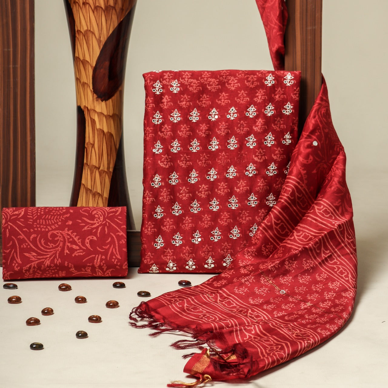 Shop unstitched chanderi silk suit set online jaipur (GOTA287)