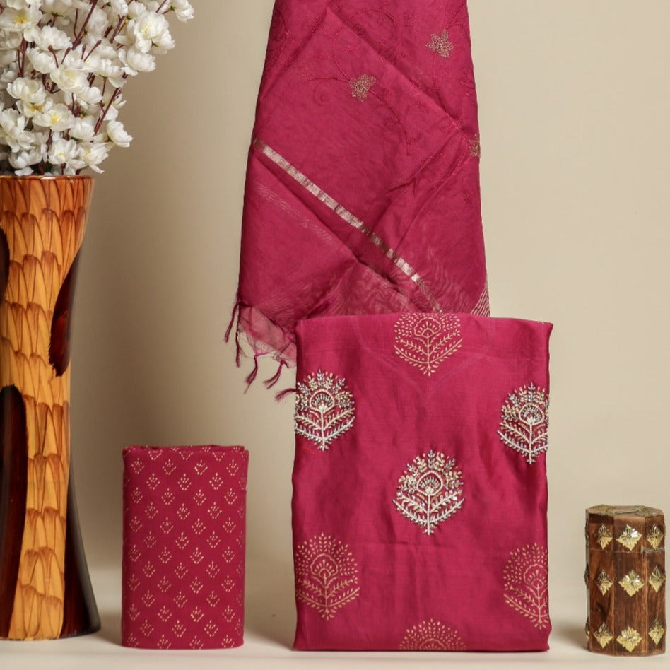 Shop unstitched hand work suit sets online (GOTA311)