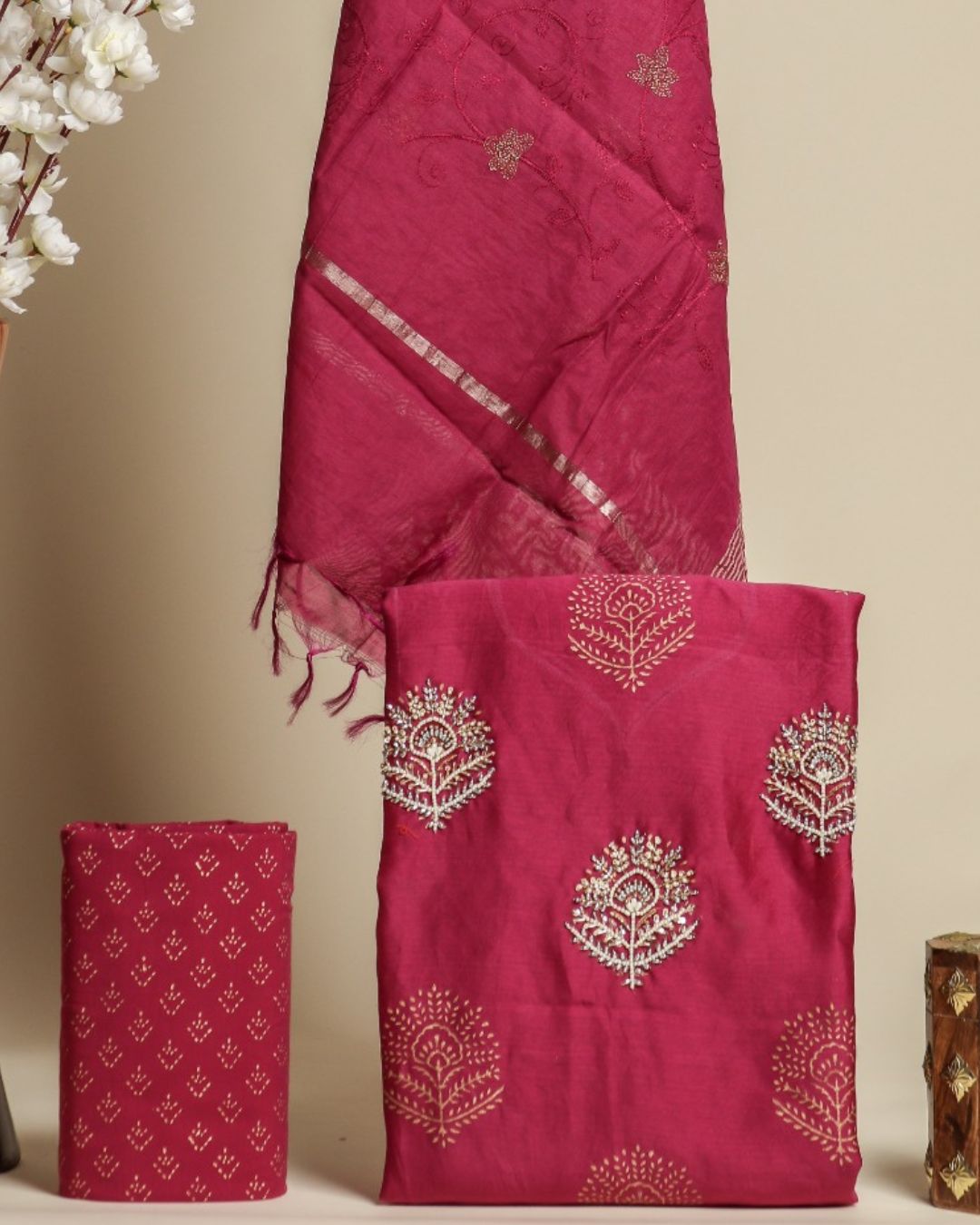 Shop unstitched hand work suit sets online (GOTA311)