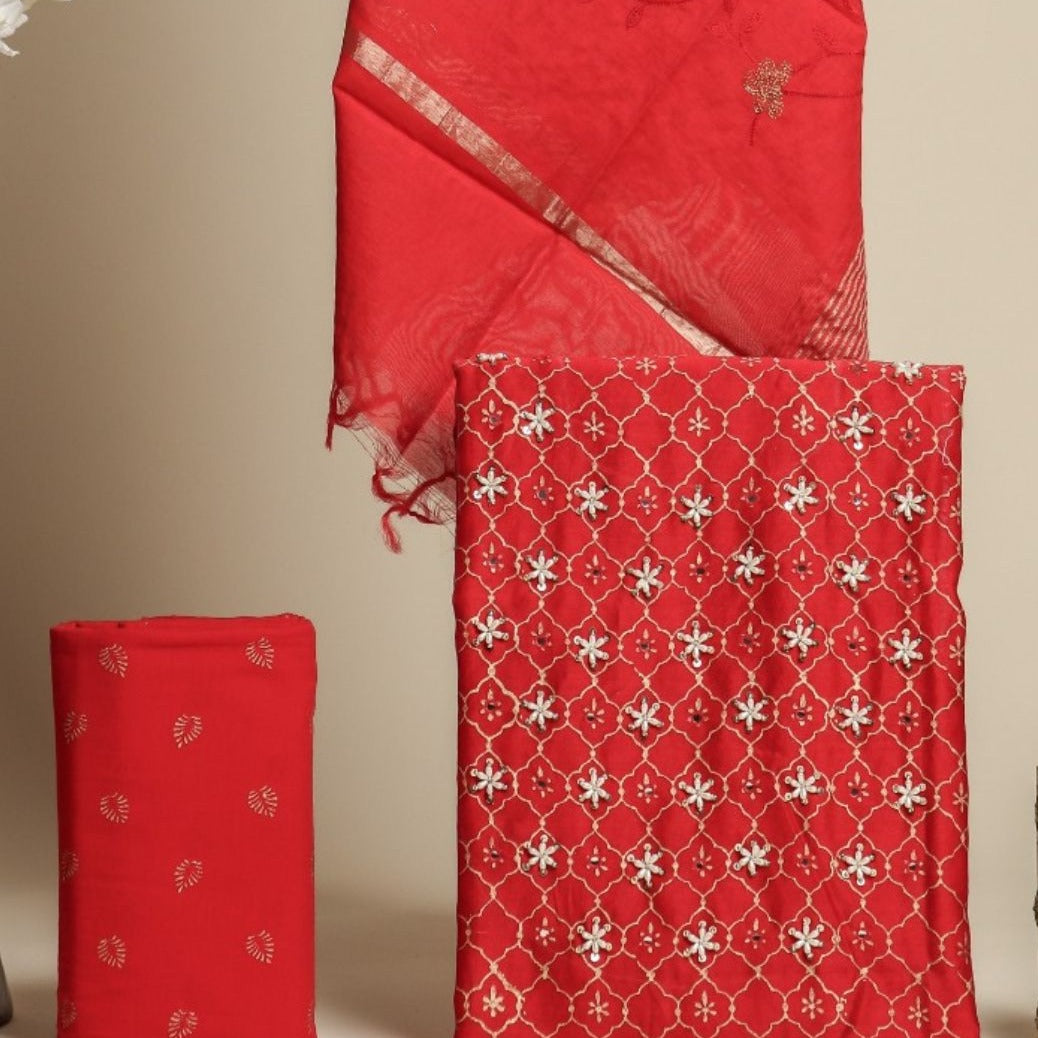 Shop zardosi work chanderi suits in jaipur (GOTA314)