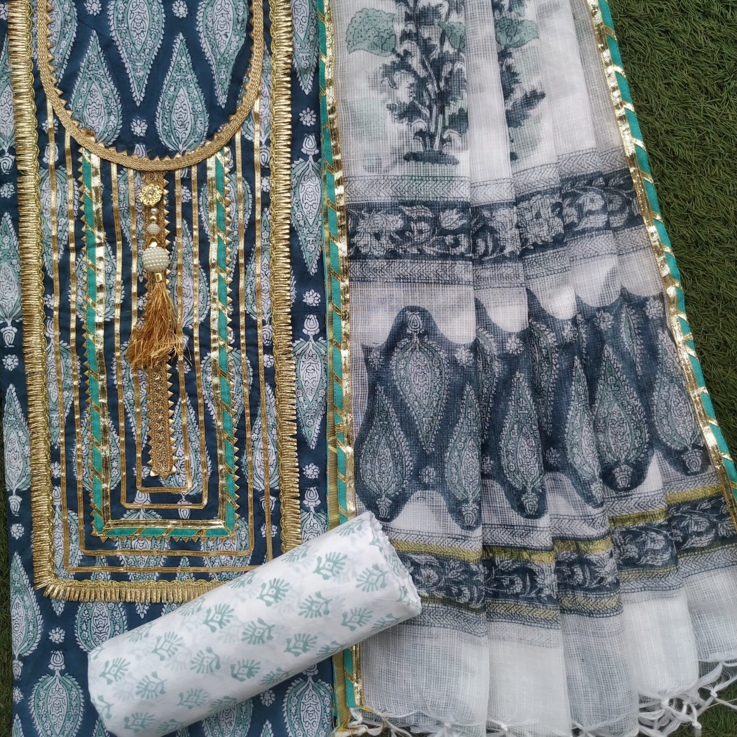 Shop unstitched gota work suit sets with kota dupatta (GOTA327KD)