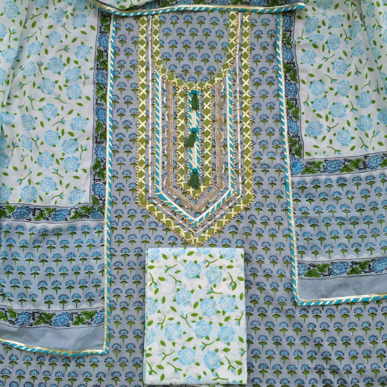 Shop Unstitched Gota Work Suits with Malmal Dupatta (GOTA32)