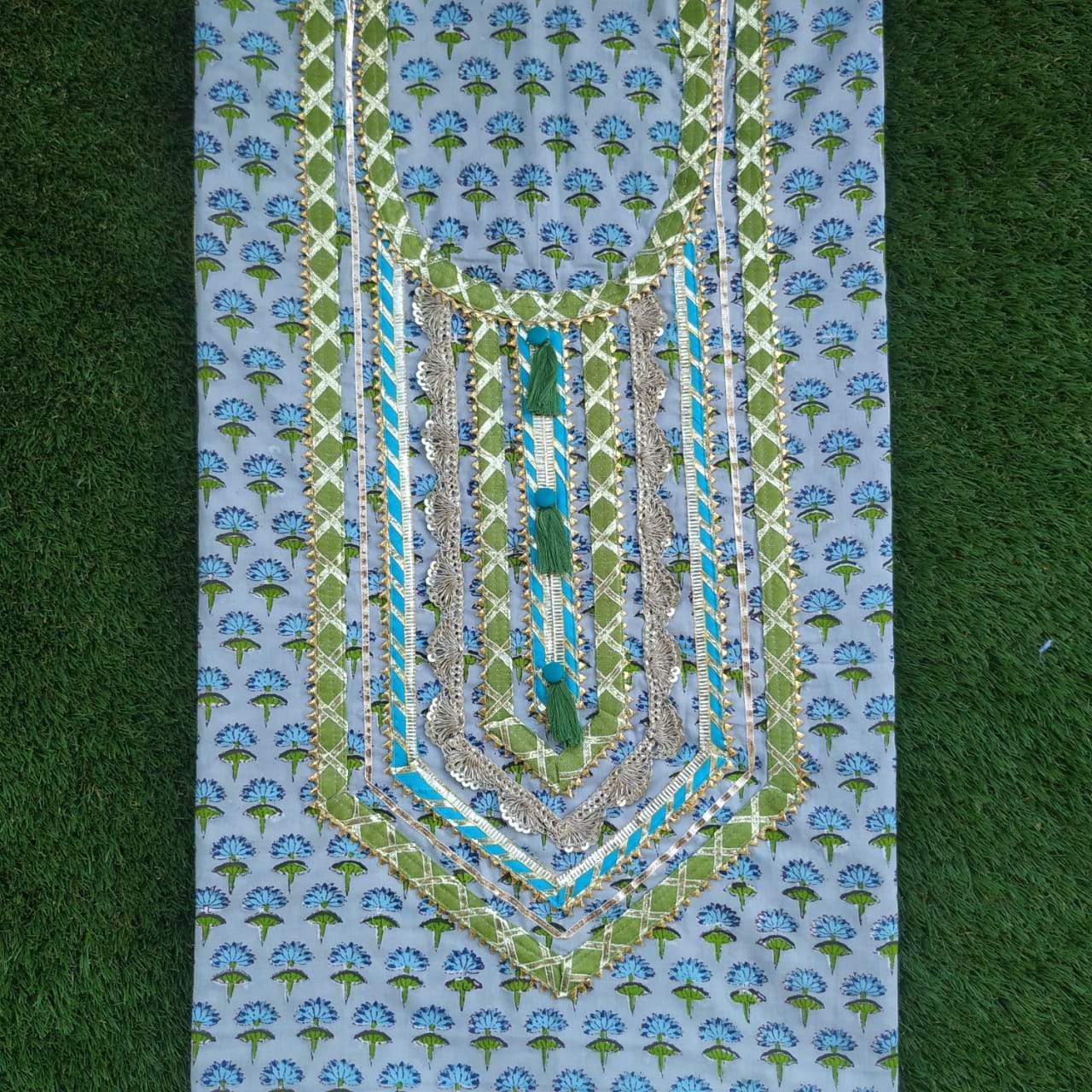 Designer Gota Work Suit with Malmal Dupatta (GOTA32)