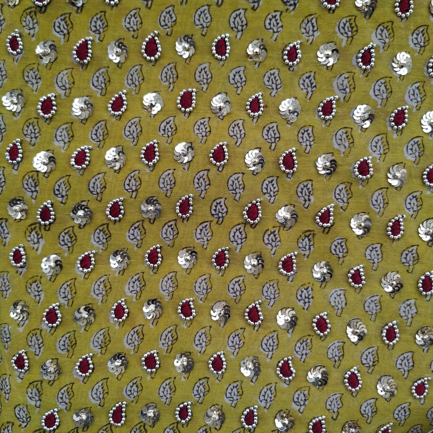 Shop unstitched anchor thread work chanderi silk suit sets online (GOTA335)