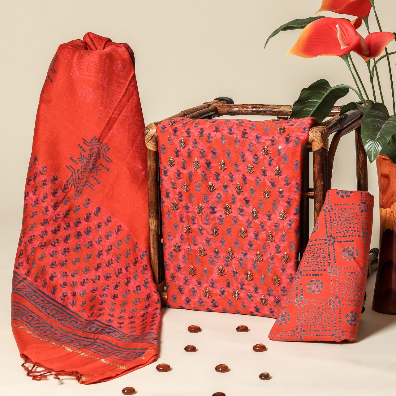 Shop unstitched hand work suit sets online (GOTA369)