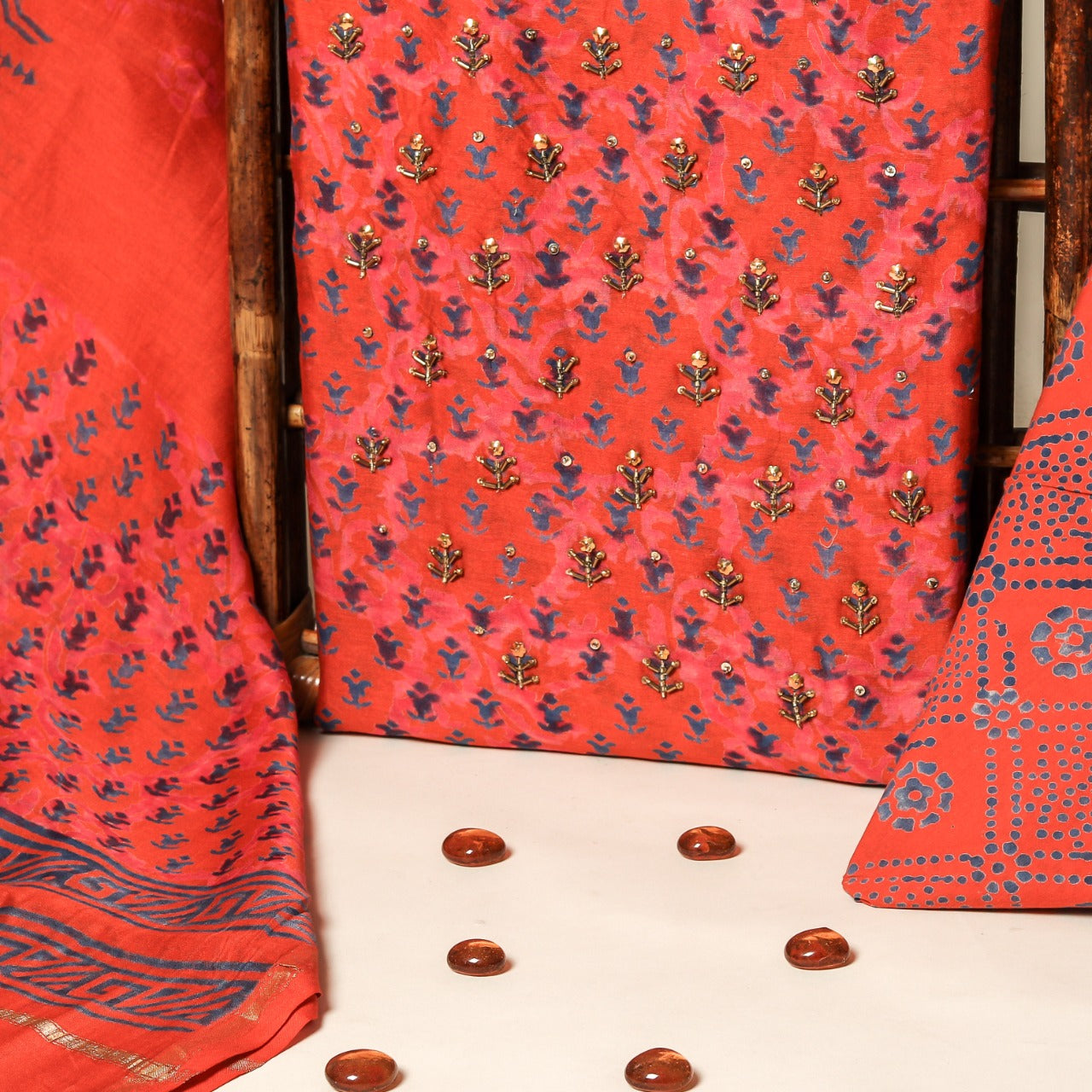 Shop unstitched hand work suit sets online (GOTA369)