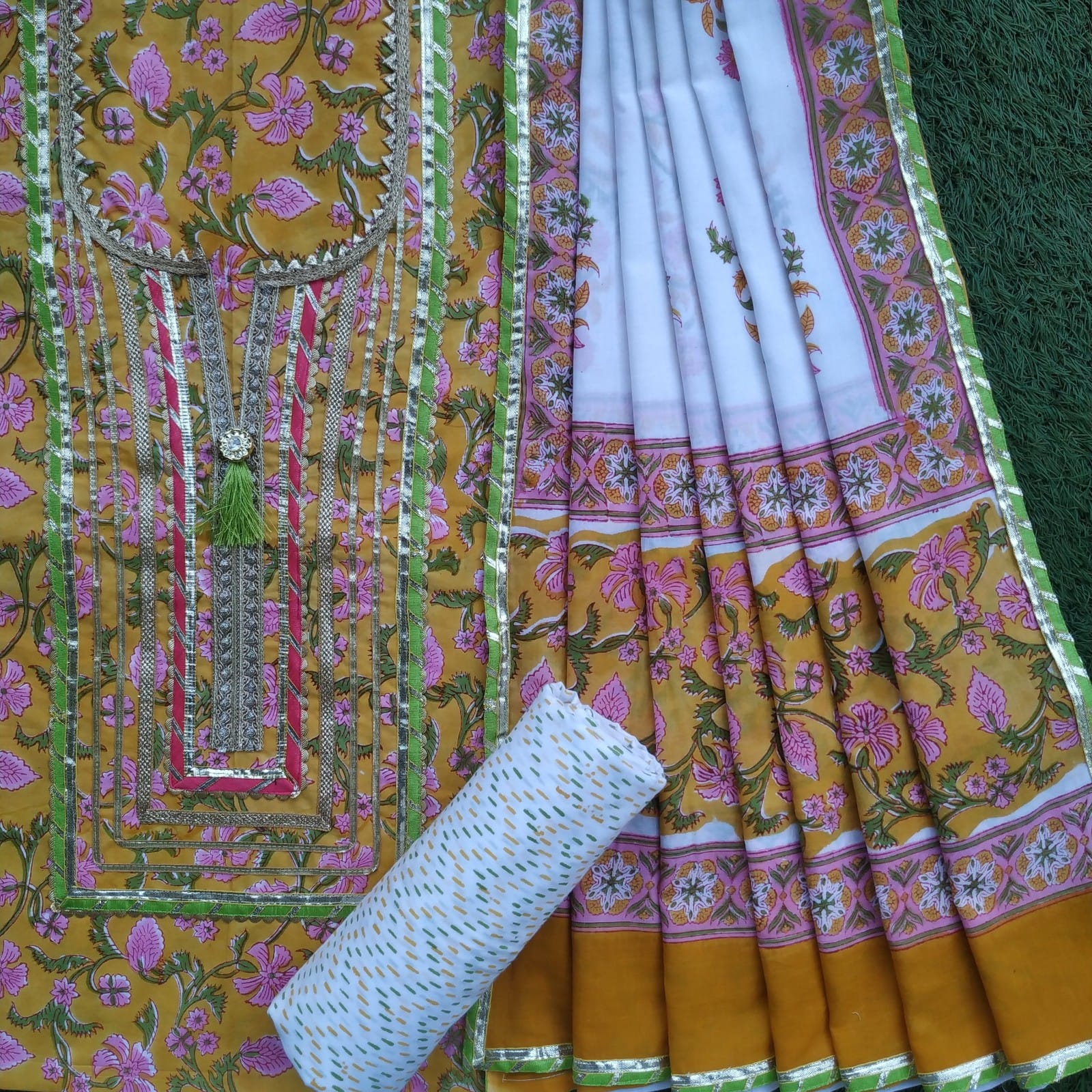 Shop gota work suit sets with mulmul dupatta in jaipur (GOTA401MUL)