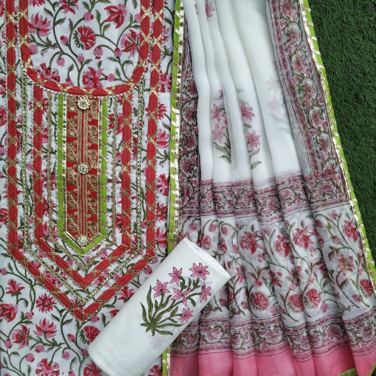 Shop unstitched gota work suits online (GOTA417CH)