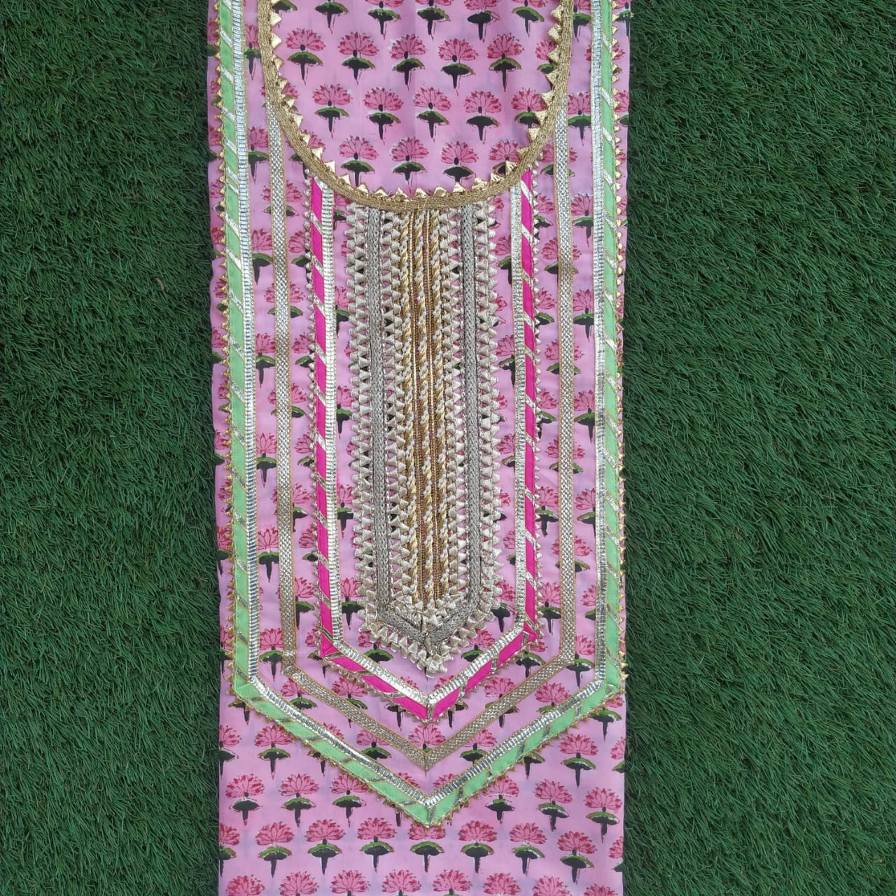 Traditional Buti Gota Work Suit with Chiffon Dupatta (GOTA120)