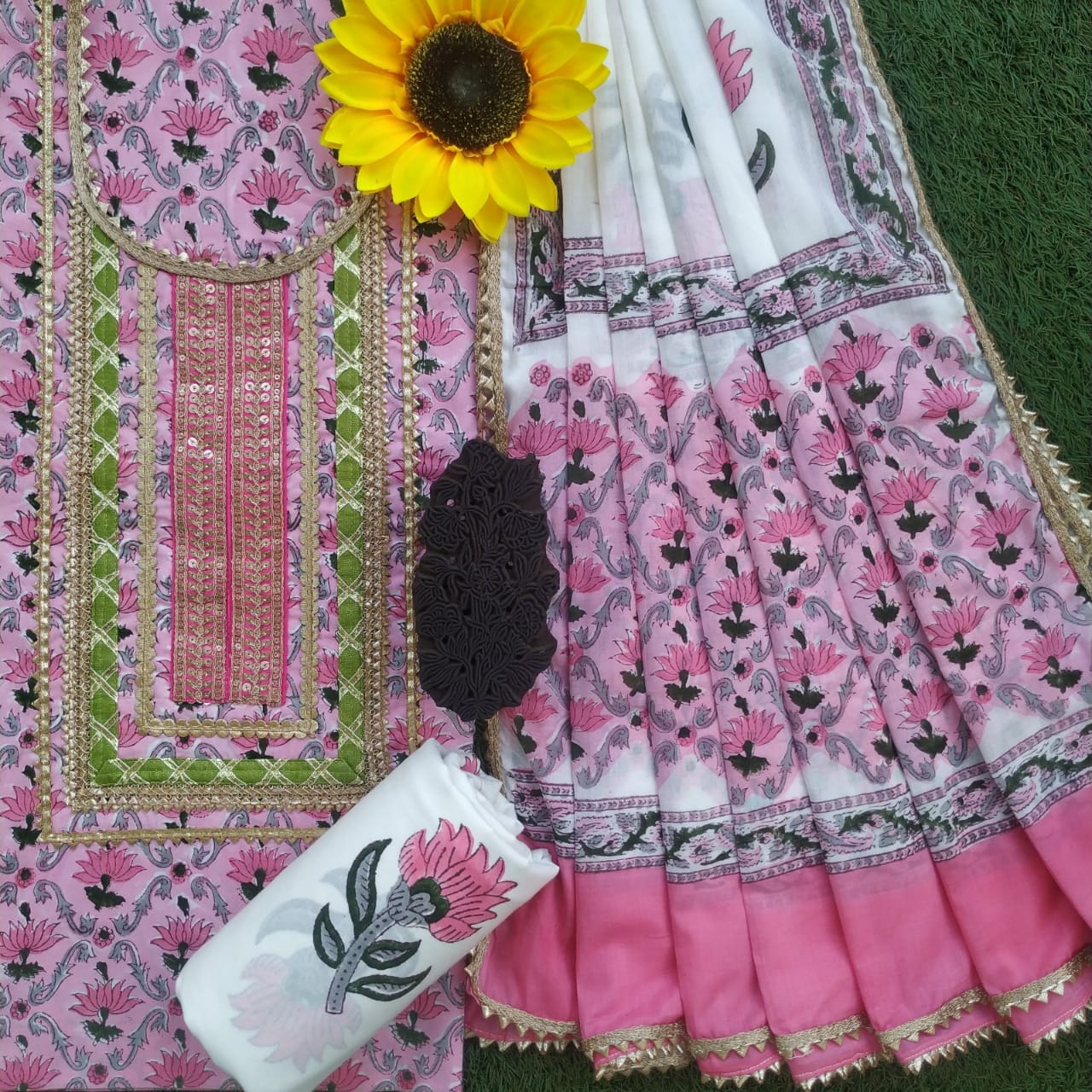 Festive Season Material with Premium Malmal Dupatta - (GOTA79)