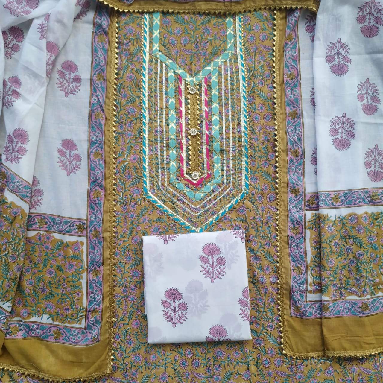 Exclusive Gota Work Suit with MulMul Dupatta (GOTA139)
