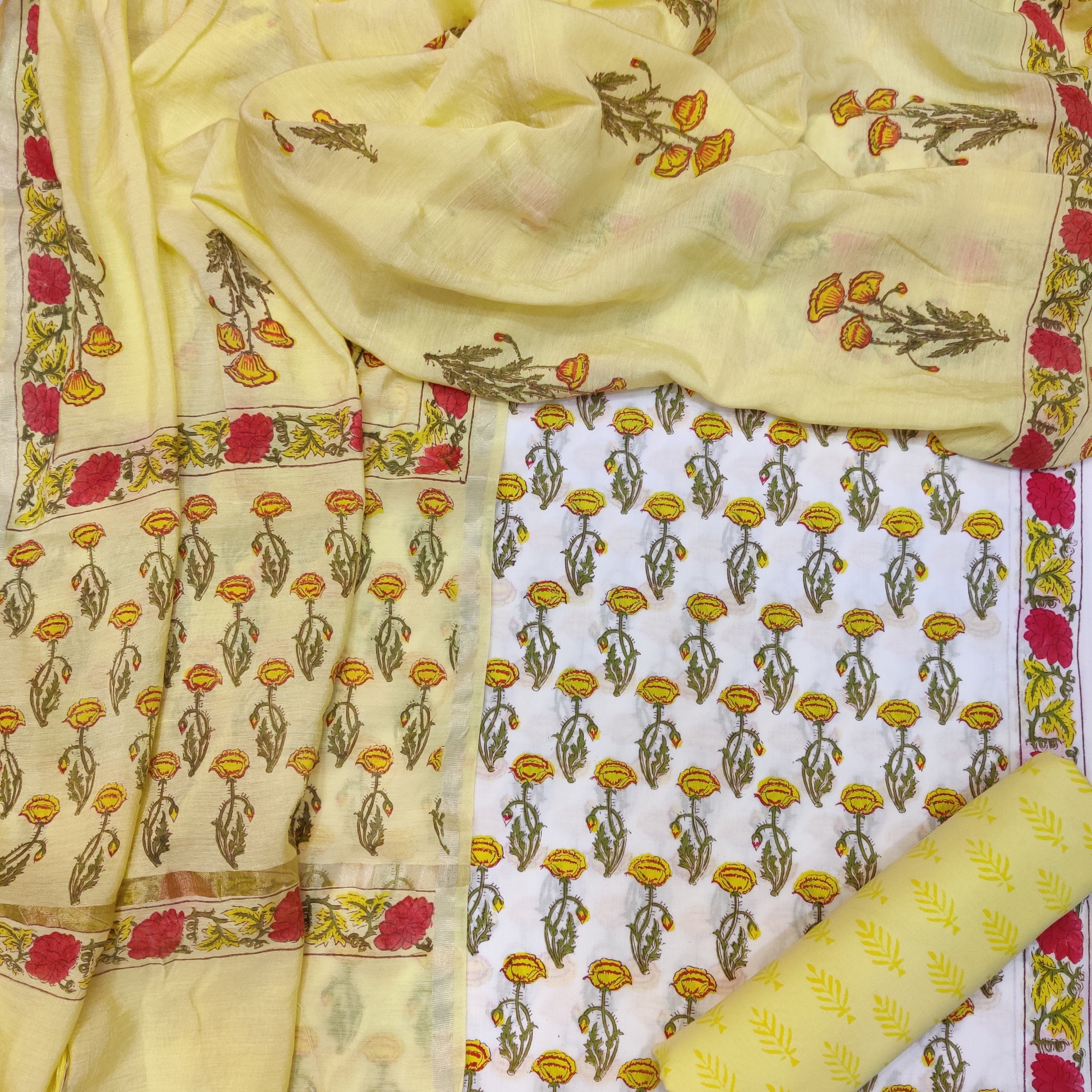 Classic Cotton Suits with Premium Chanderi Silk Dupatta (CHD08) - ShalviFashion