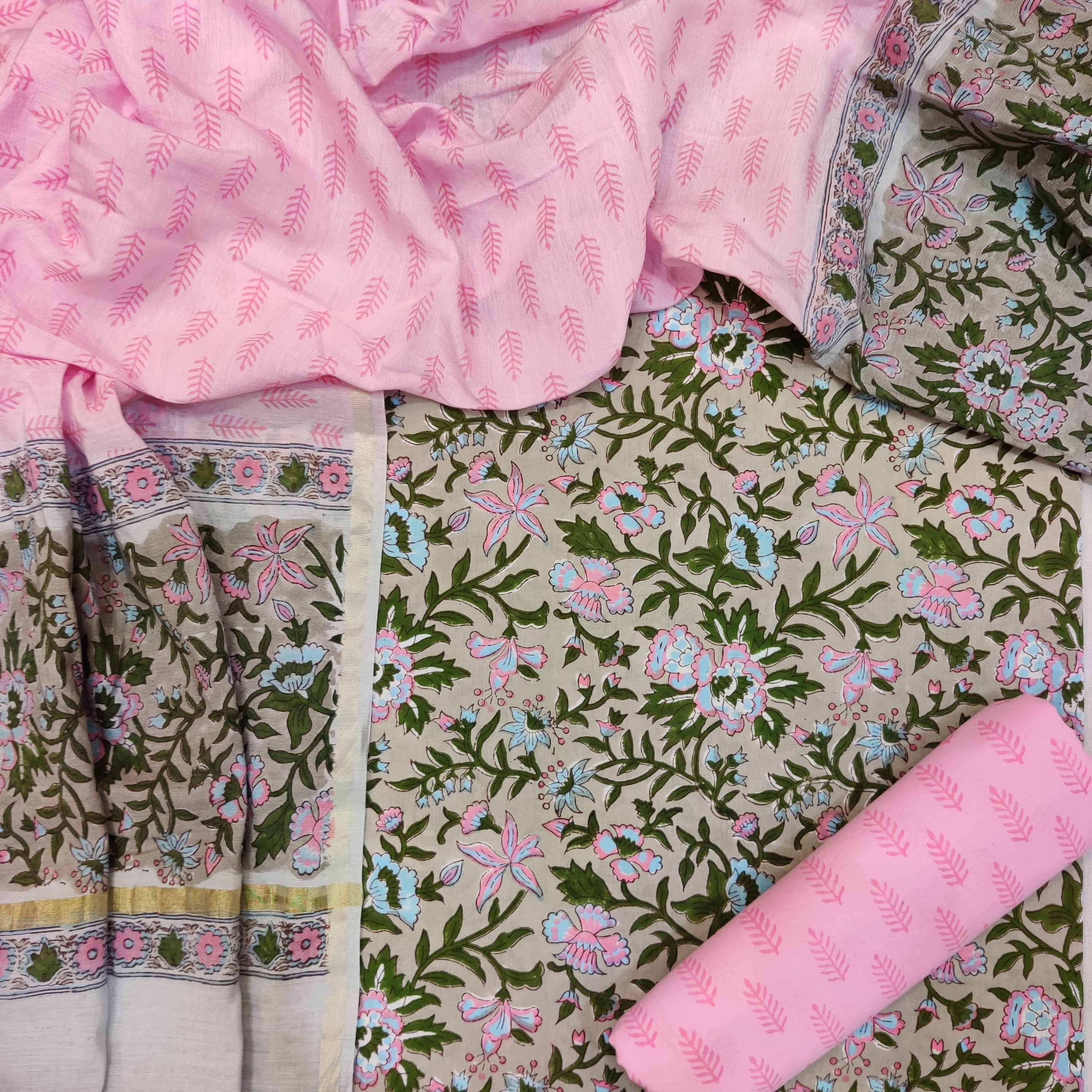 Classic Cotton Suits with Premium Chanderi Silk Dupatta (CHD09) - ShalviFashion