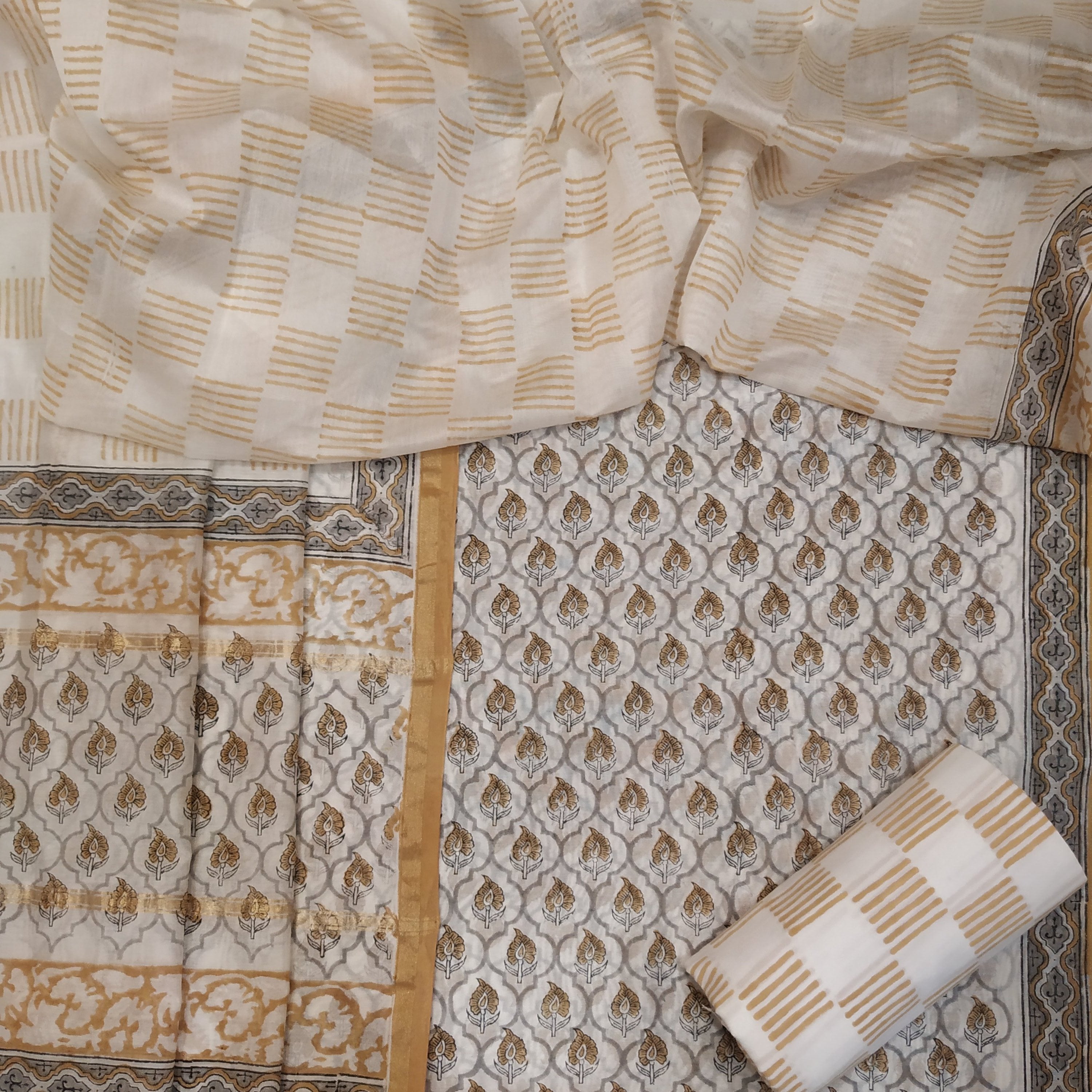 Premium Chanderi Dress Material with Chanderi Silk Dupatta (CHA296) - ShalviFashion