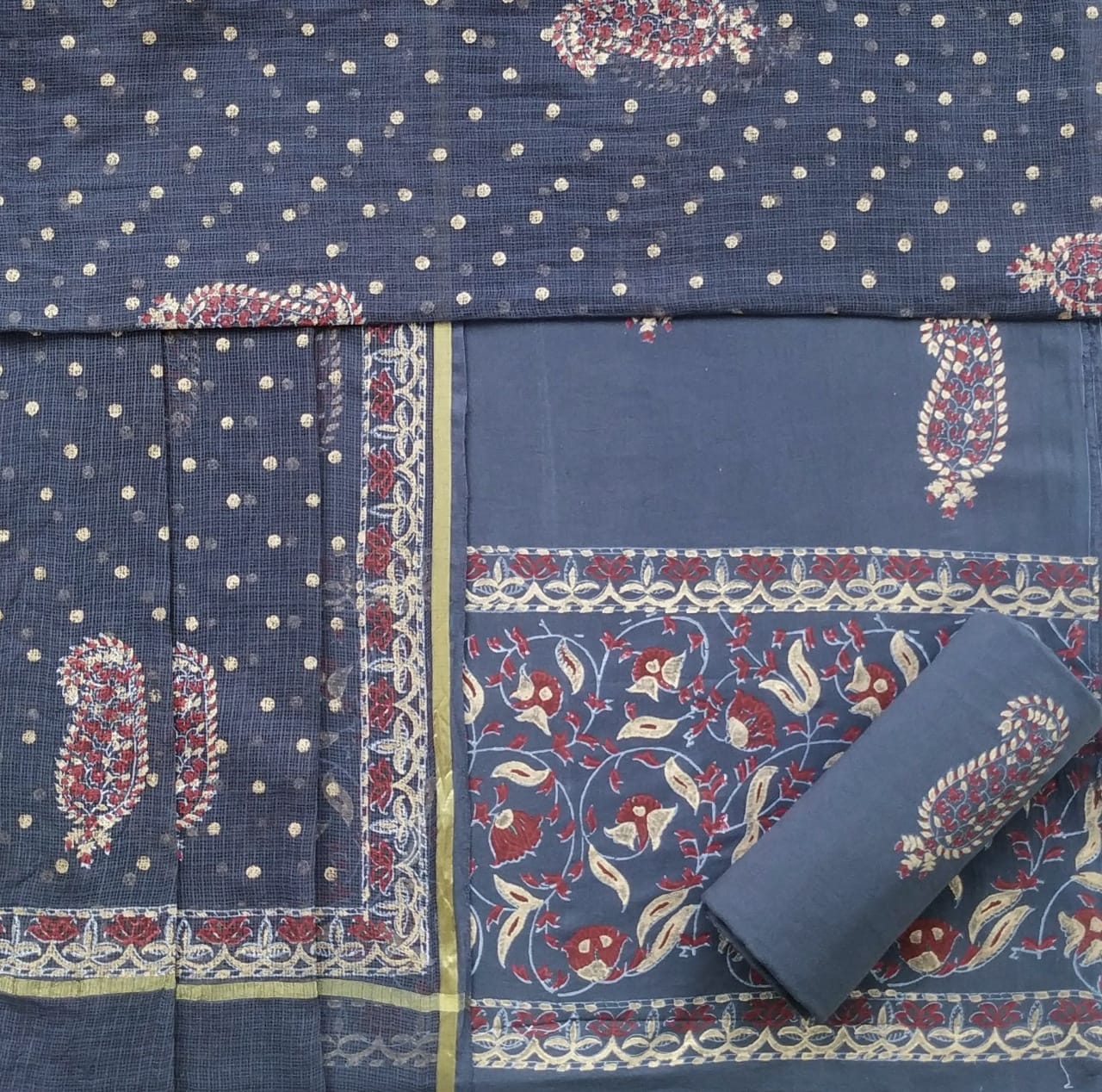 Shalvi Fashion Premium Kota Doria Suits with Gold Print (KDG04)