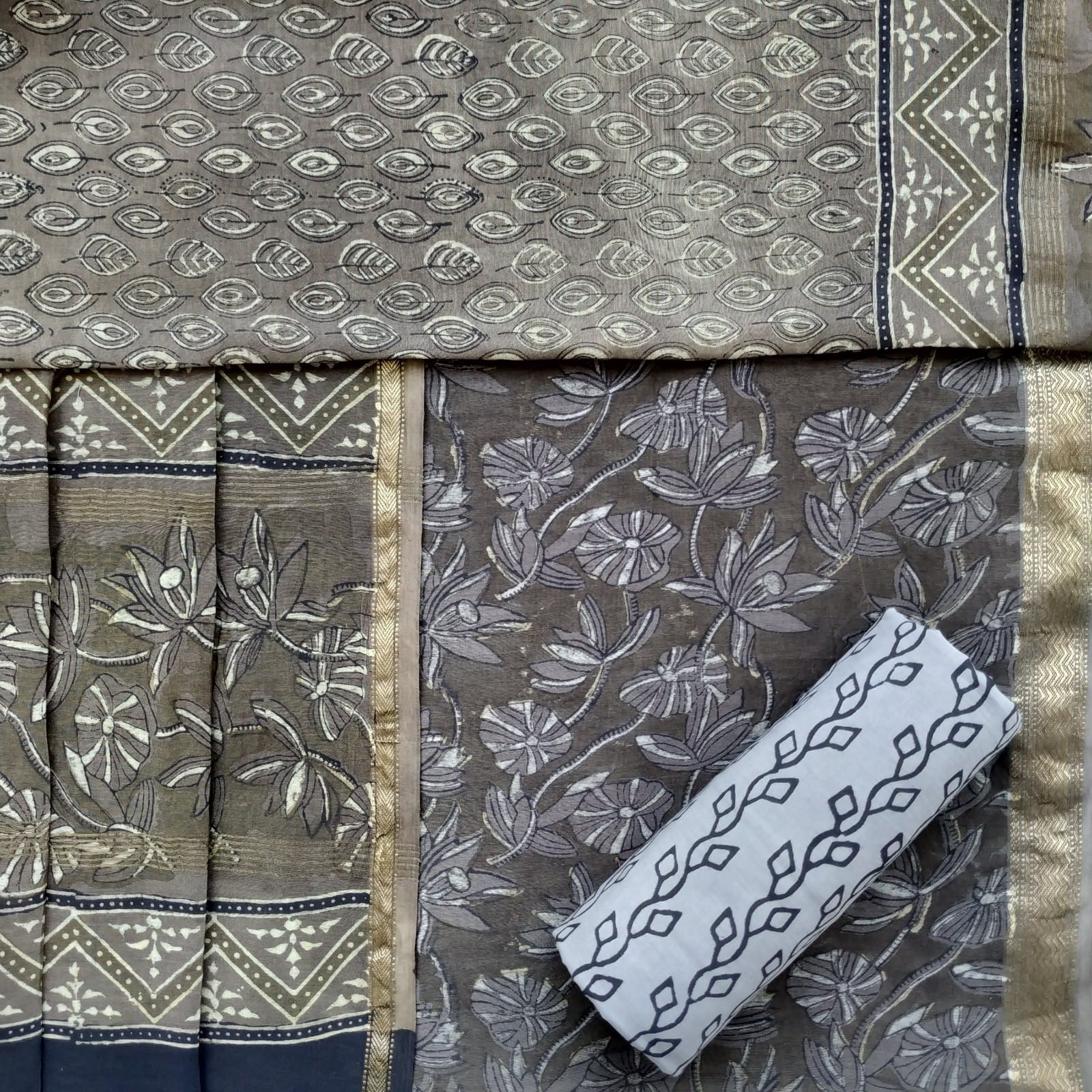 Shop unstitched ajrak print maheshwari silk suits online shopping (MSL400)