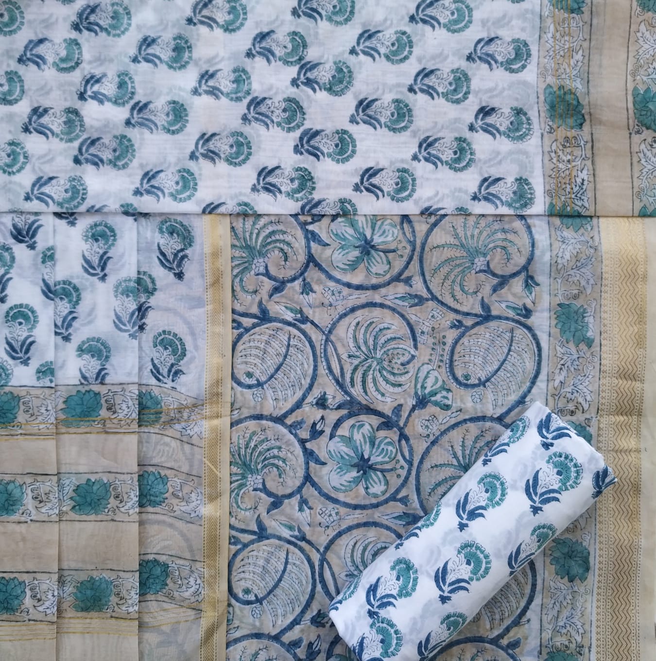 Shop hand block print maheshwari silk suits online shopping (MSL407)