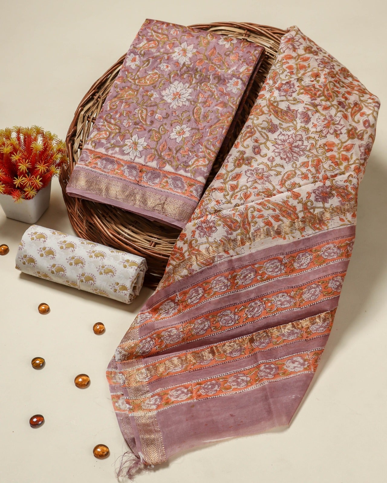 Shop hand block print maheswari silk suits (MSL410)